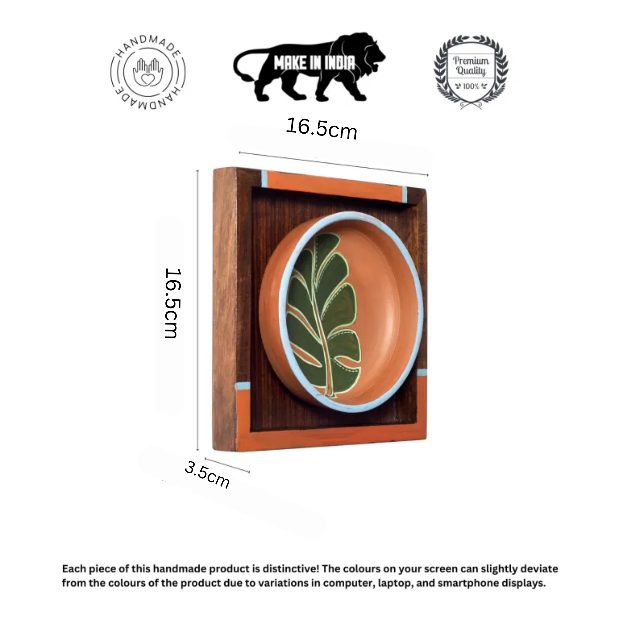 Nature's leaf terracotta wall paintings SET OF 2 (6.5x6.5x1.6)