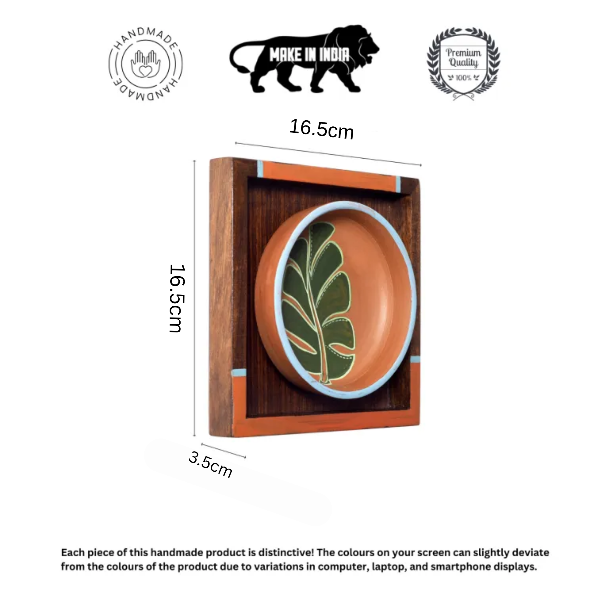 Nature's leaf terracotta wall paintings SET OF 4 (6.5x6.5x1.6)