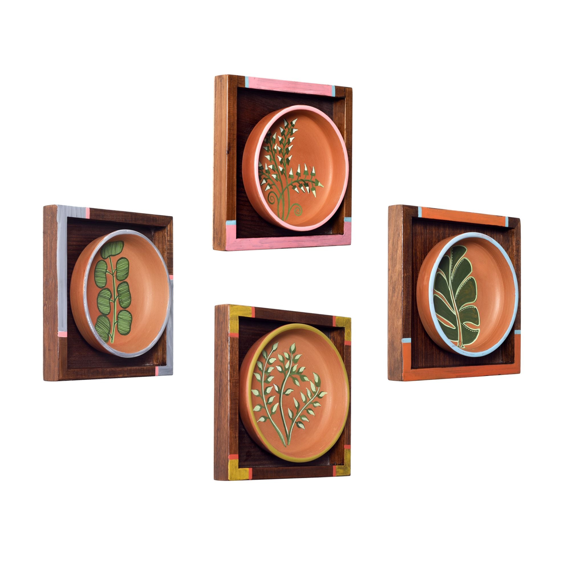 Nature's leaf terracotta wall paintings SET OF 4 (6.5x6.5x1.6)