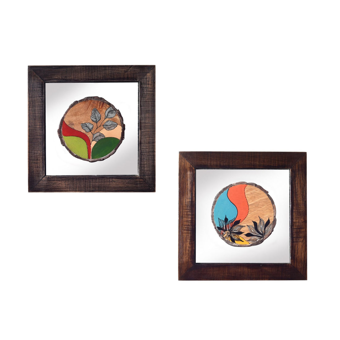 Patterns OF leaf wall paintnig SET OF 2 (8x8x1)