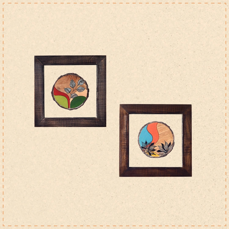 Patterns OF leaf wall paintnig SET OF 2 (8x8x1)
