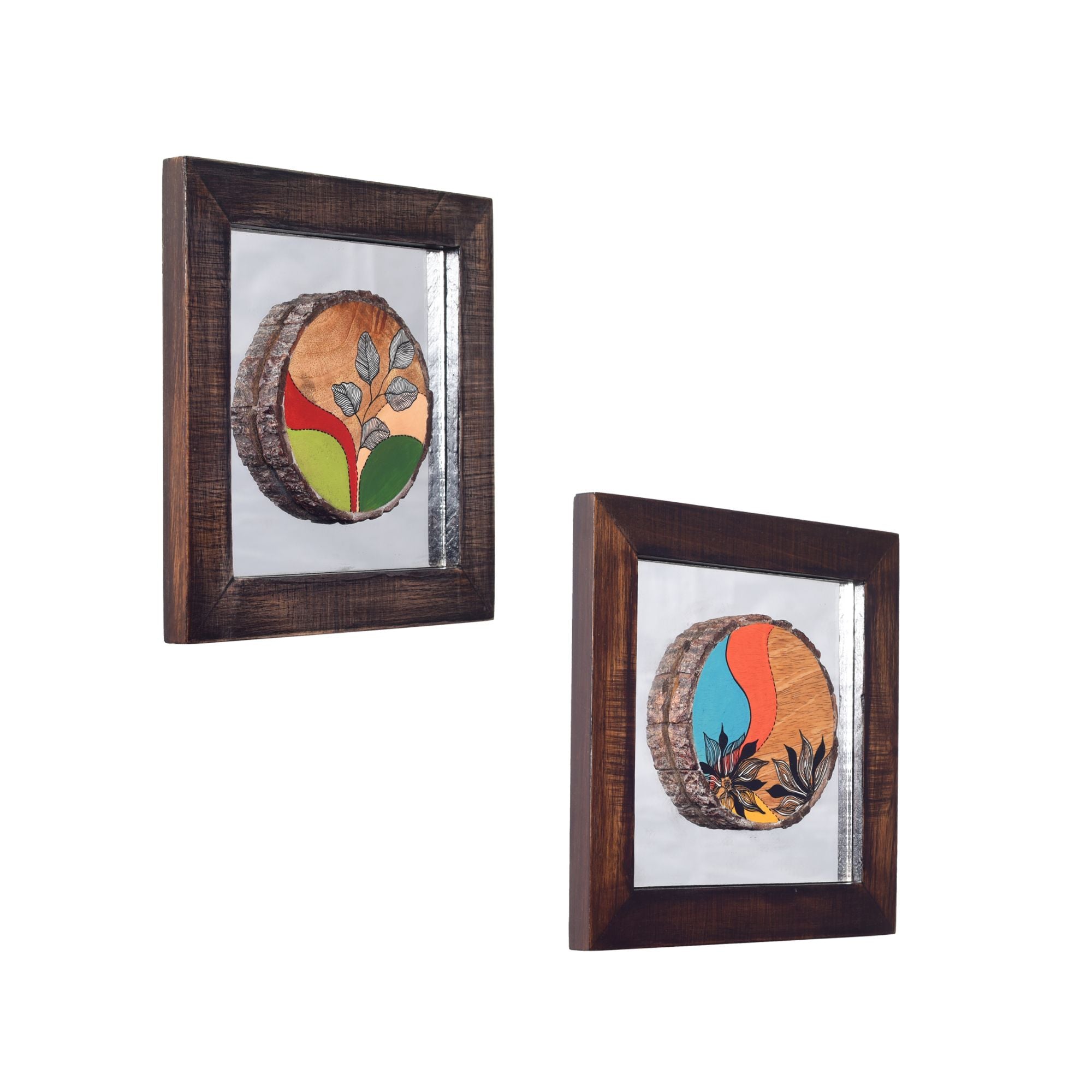 Patterns OF leaf wall paintnig SET OF 2 (8x8x1)