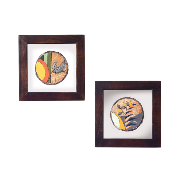Patterns OF leaf wall paintnig SET OF 2 (8x8x1)
