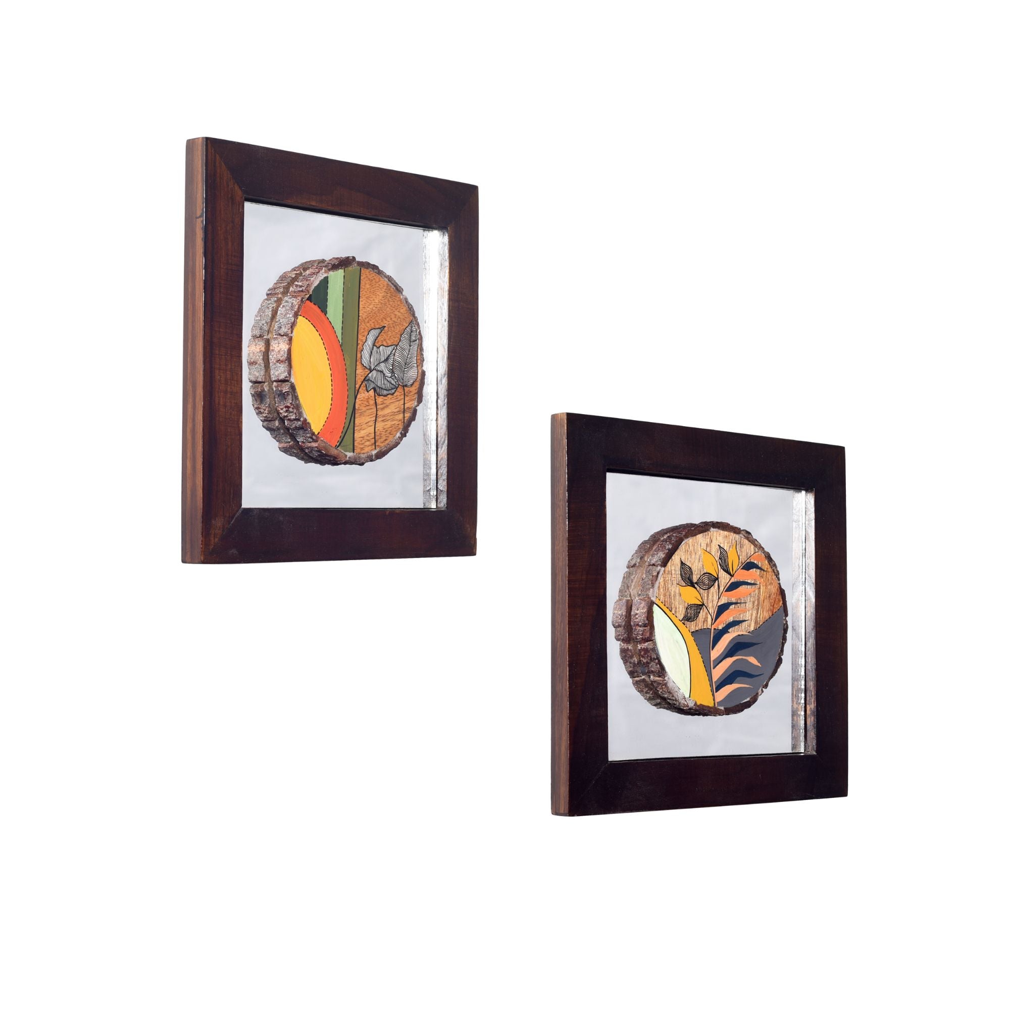 Patterns OF leaf wall paintnig SET OF 2 (8x8x1)