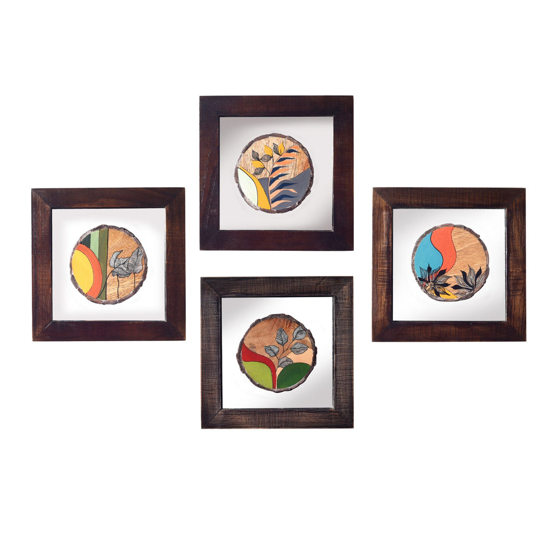 Patterns OF leaf wall paintnig SET OF 4 (8x8x1)