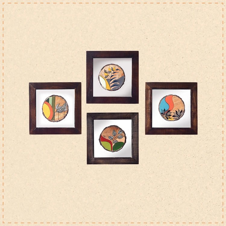 Patterns OF leaf wall paintnig SET OF 4 (8x8x1)