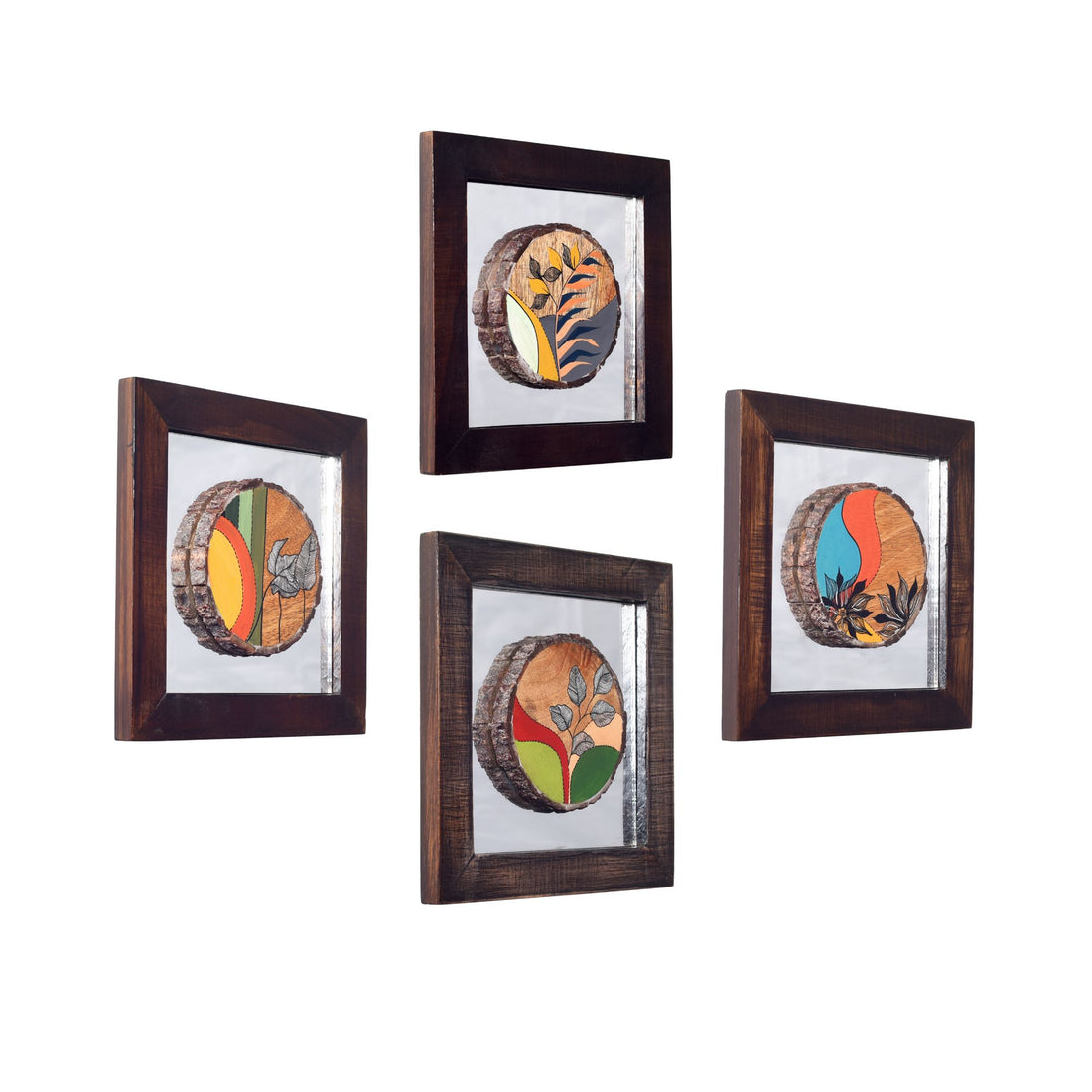 Patterns OF leaf wall paintnig SET OF 4 (8x8x1)