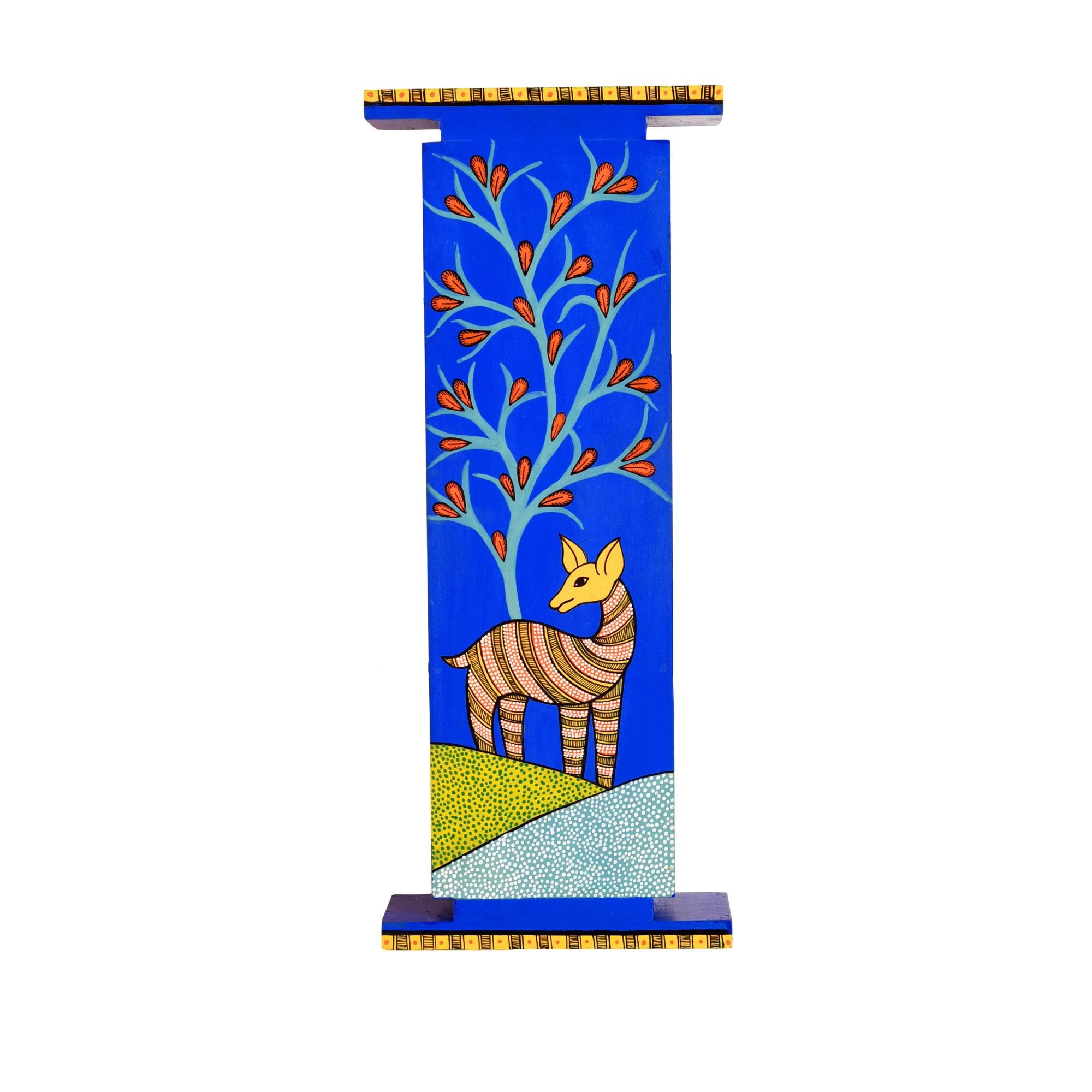 Indigo Deer Handcrafted Wall Decor Panel