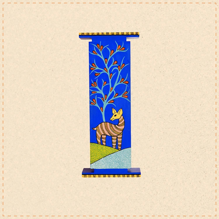 Indigo Deer Handcrafted Wall Decor Panel