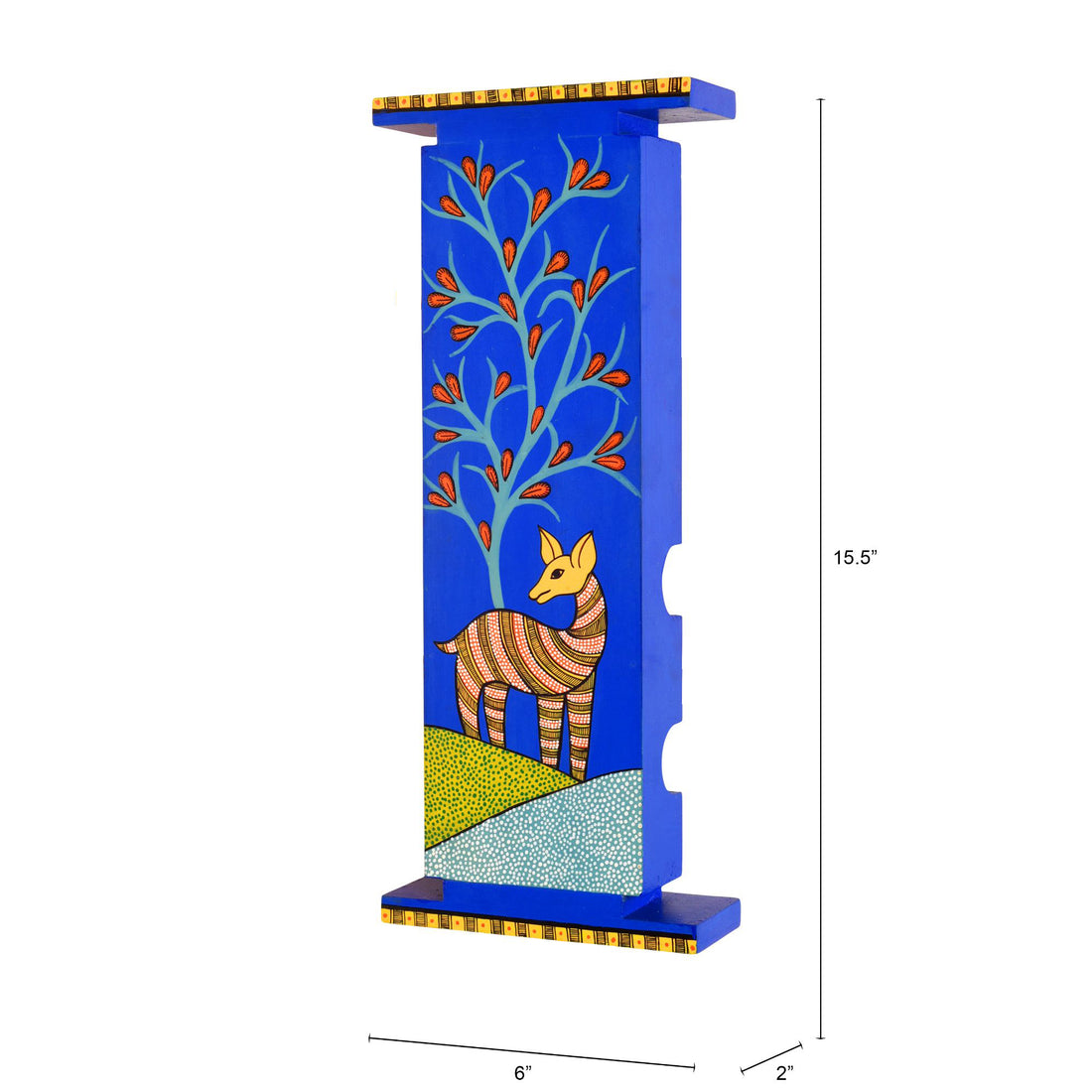 Indigo Deer Handcrafted Wall Decor Panel