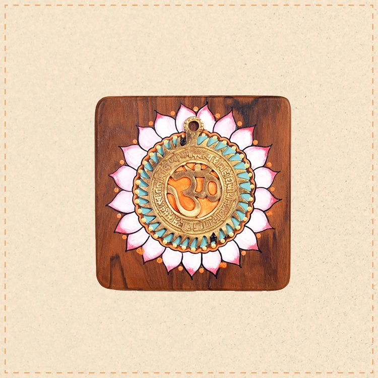 Shanti Om Wall Art, Handcrafted Wooden Decor with Lotus Mandala and Om Symbol for Peace, Balance and Spiritual Harmony