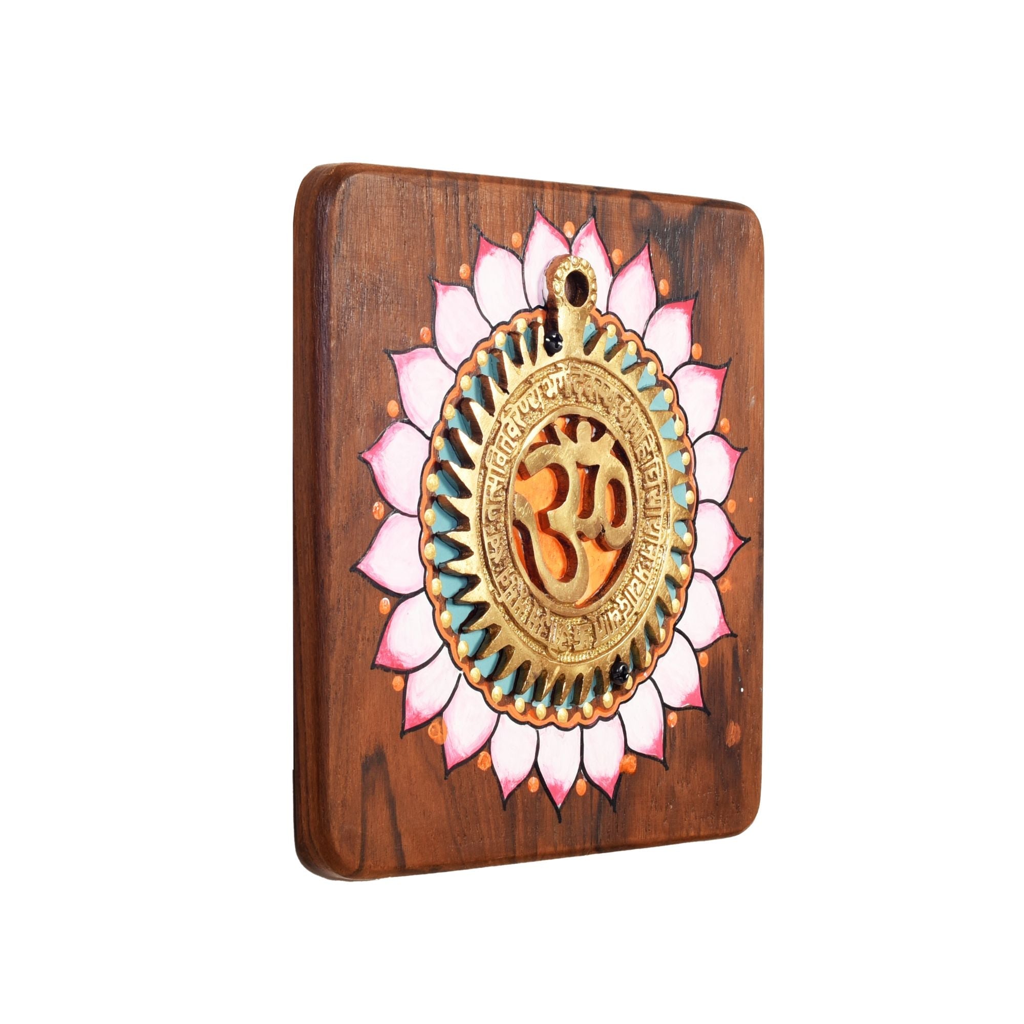 Shanti Om Wall Art, Handcrafted Wooden Decor with Lotus Mandala and Om Symbol for Peace, Balance and Spiritual Harmony