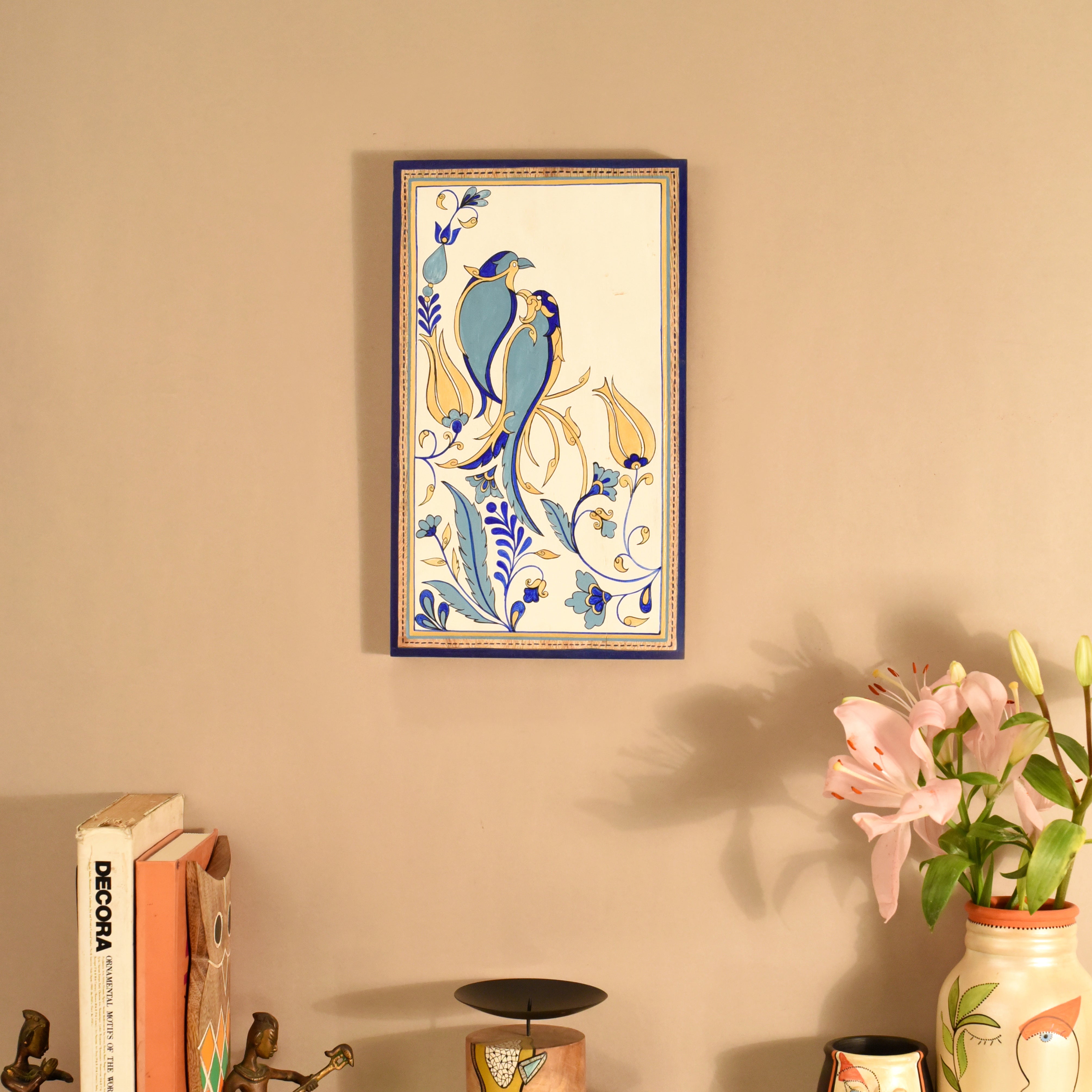 Blue Bird Motif Wooden Wall Frame