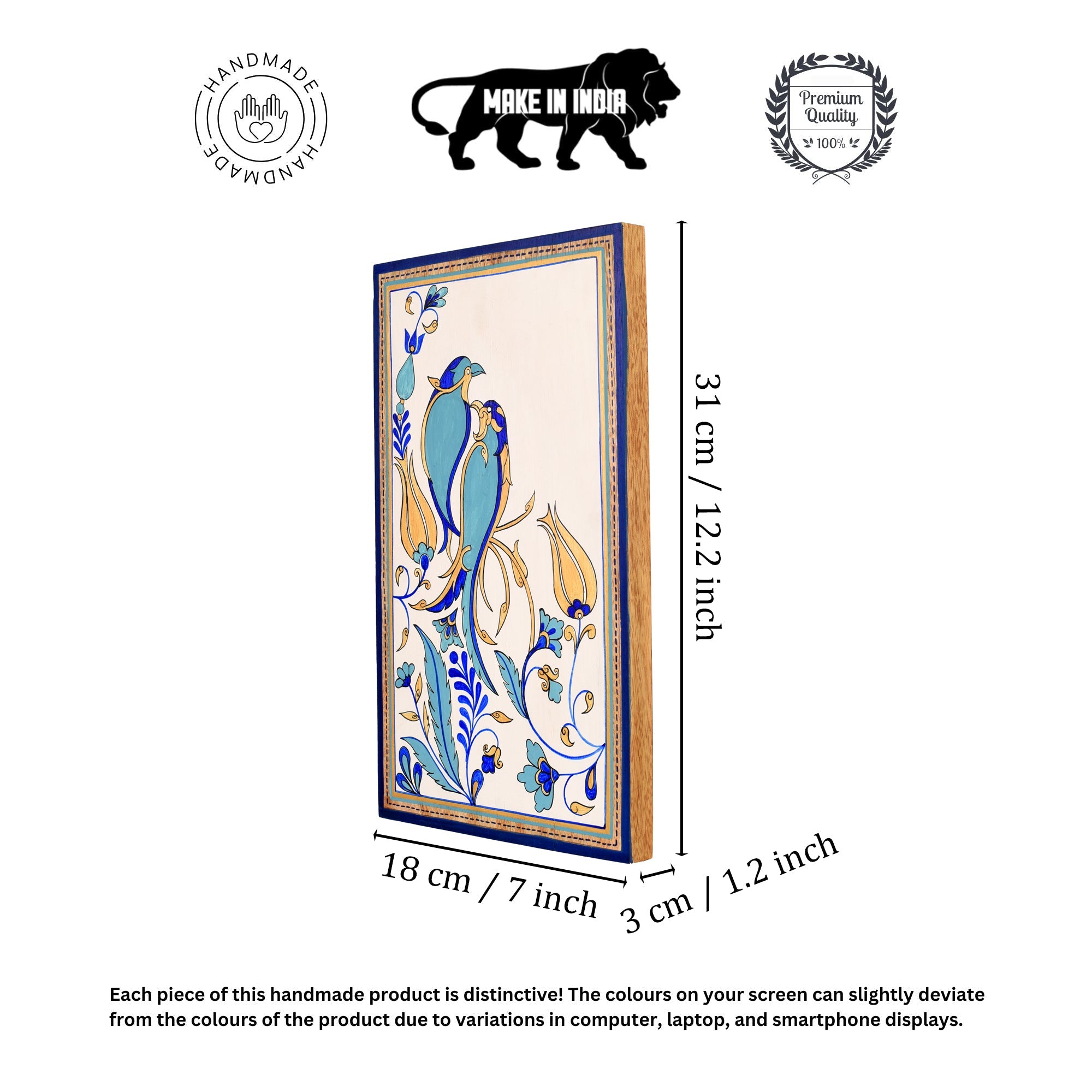 Blue Bird Motif Wooden Wall Frame