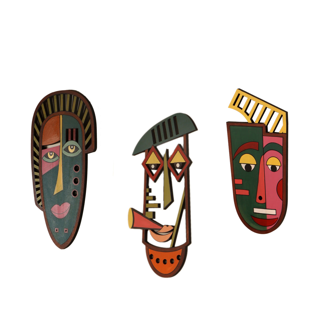 Three Taporis Wall Decor Mask set of 3