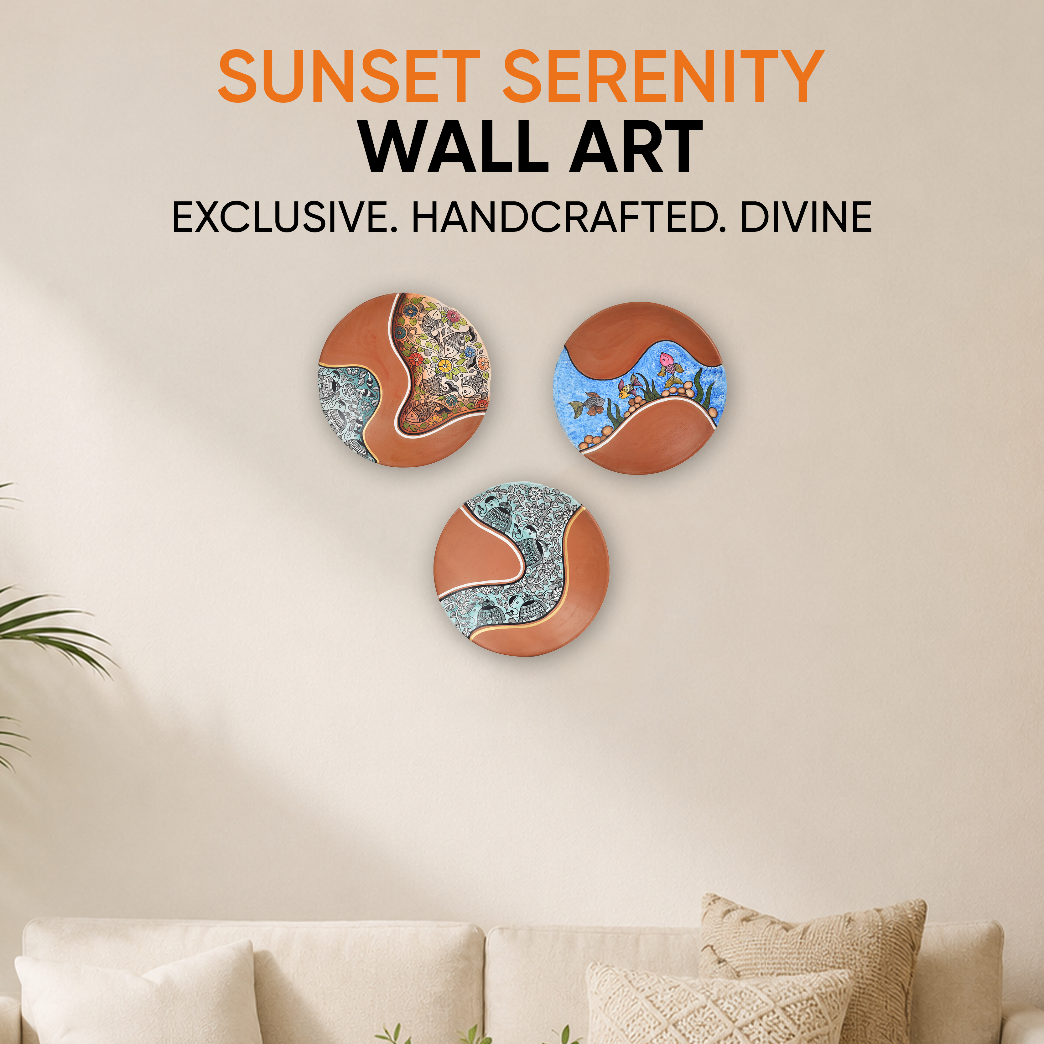Sunset Serenity Wall Décor Terracotta Plates