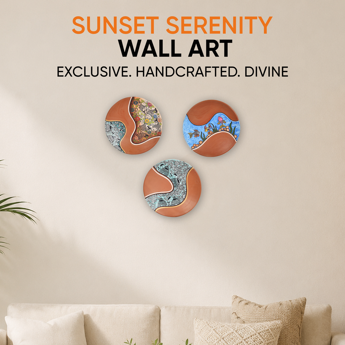 Sunset Serenity Wall Décor Terracotta Plates