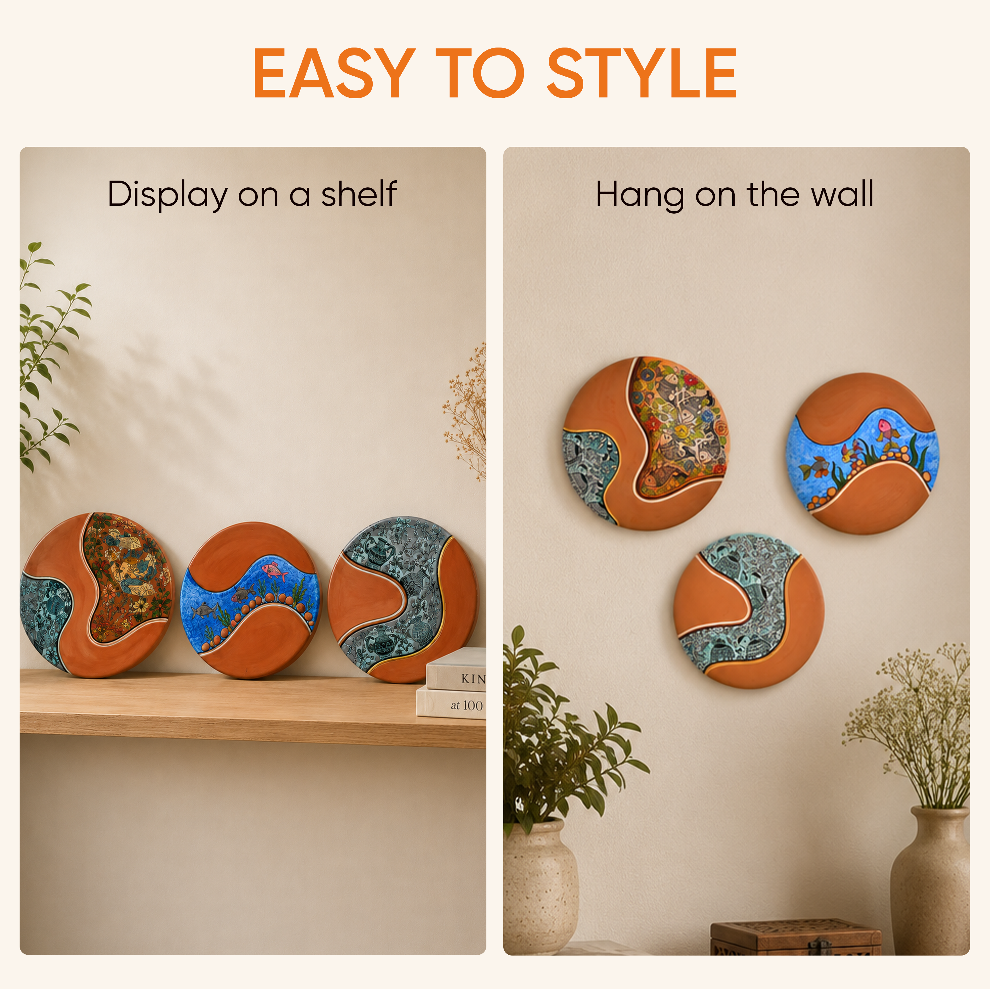 Sunset Serenity Wall Décor Terracotta Plates