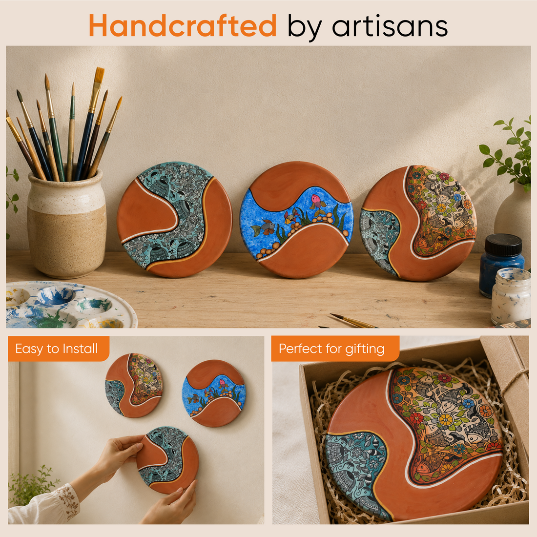 Sunset Serenity Wall Décor Terracotta Plates