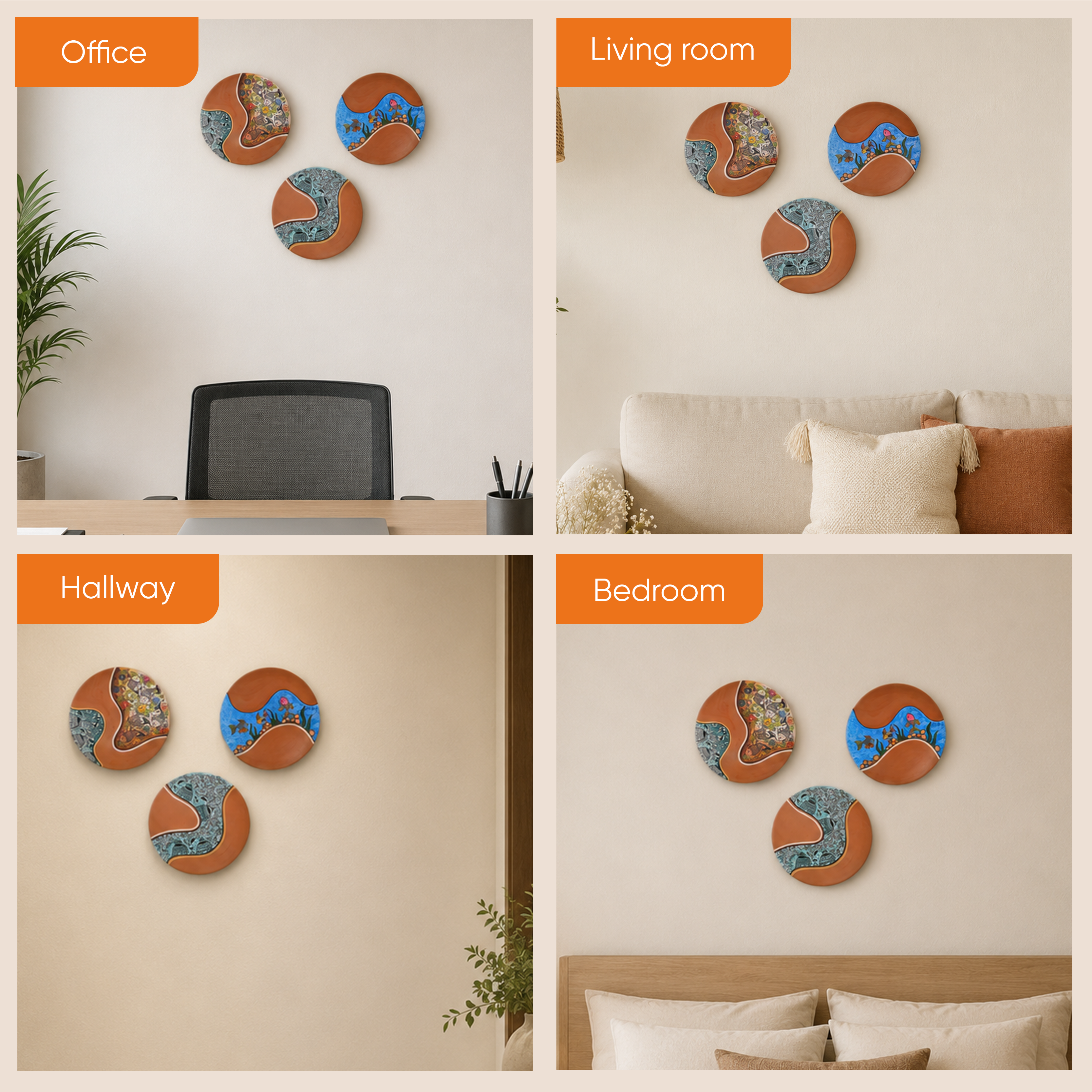 Sunset Serenity Wall Décor Terracotta Plates