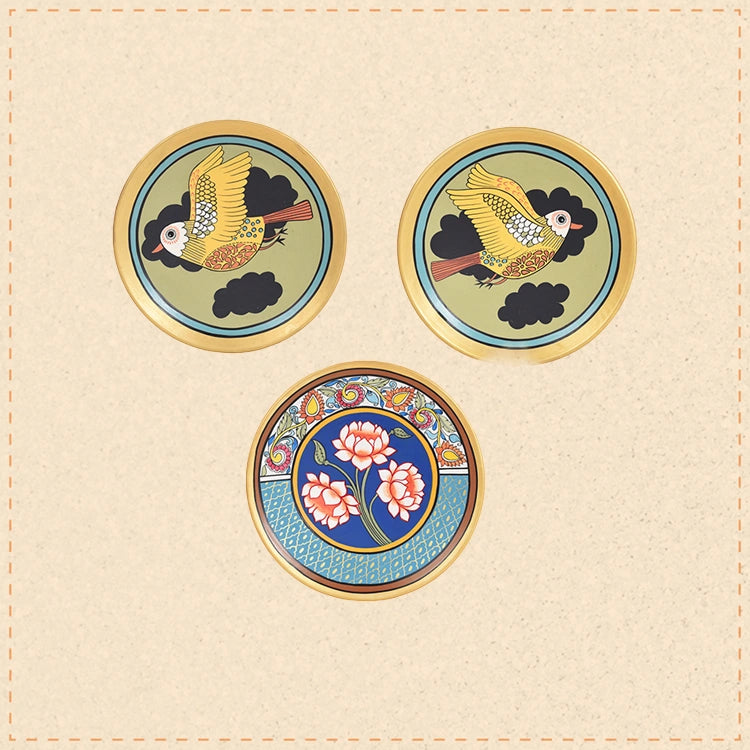 Avian Blossom Wall Décor Terracotta Plates