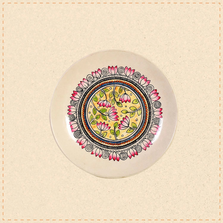 Vatika Lotus Wall Plate, Handcrafted Ceramic Decor with Floral Mandala for Elegance, Harmony and Traditional Charm