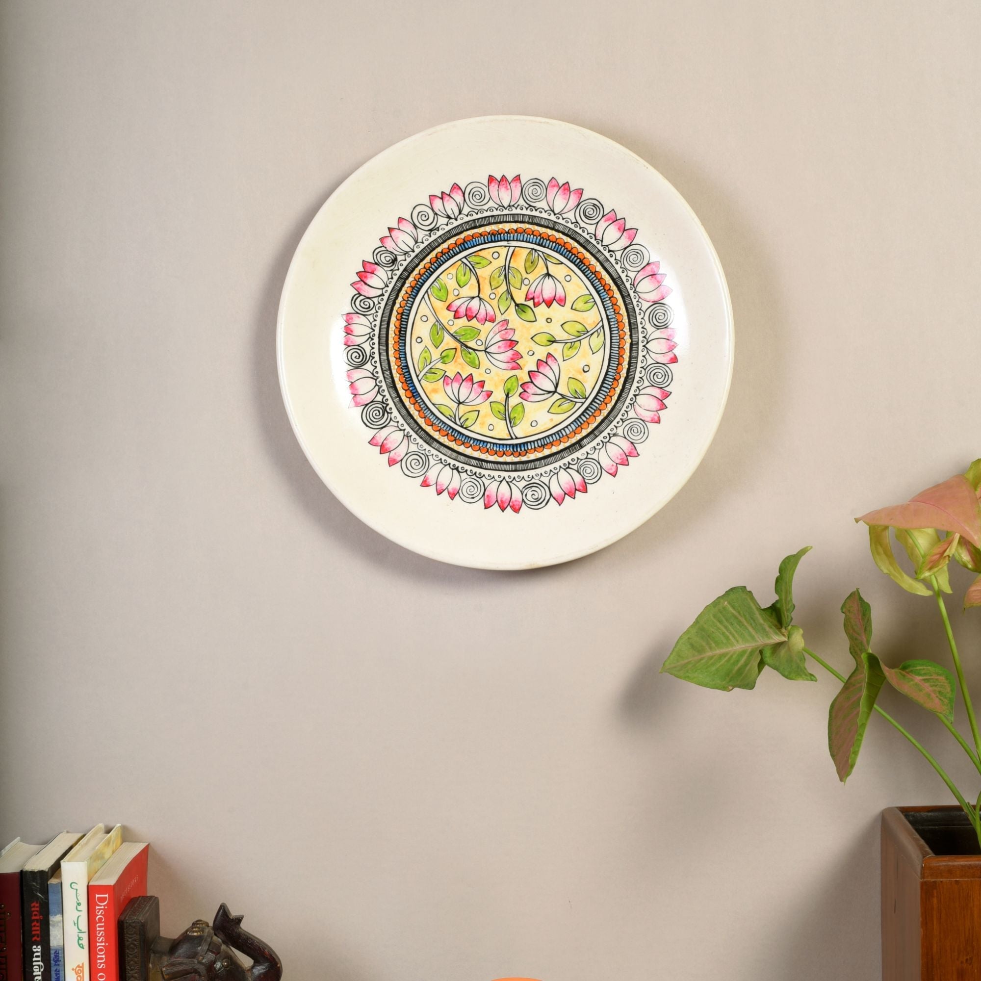 Vatika Lotus Wall Plate, Handcrafted Ceramic Decor with Floral Mandala for Elegance, Harmony and Traditional Charm