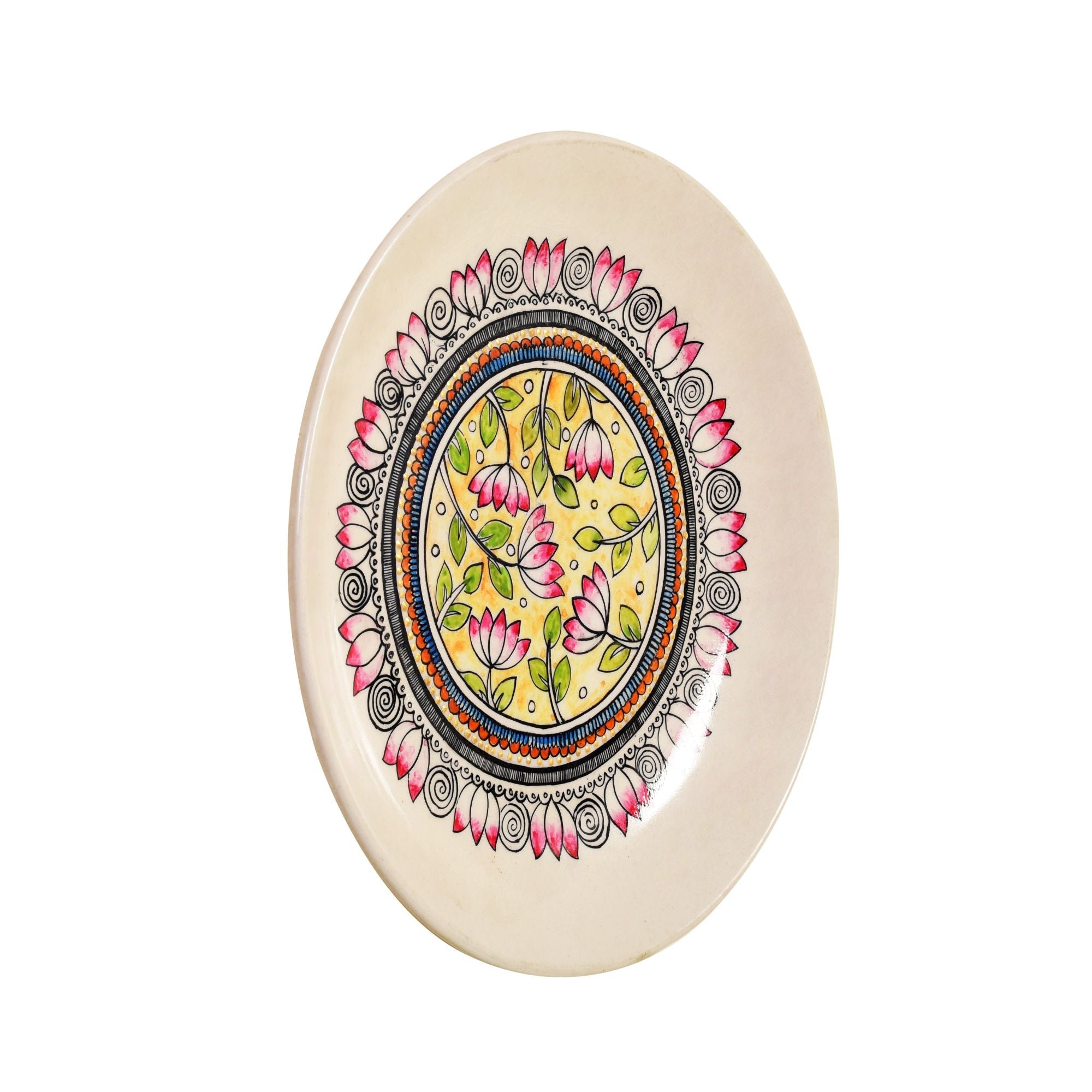 Vatika Lotus Wall Plate, Handcrafted Ceramic Decor with Floral Mandala for Elegance, Harmony and Traditional Charm