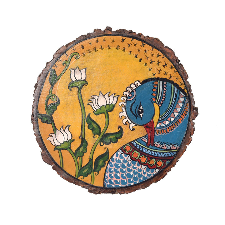 Handpainted Pichhwai Peacock Wall Panel I