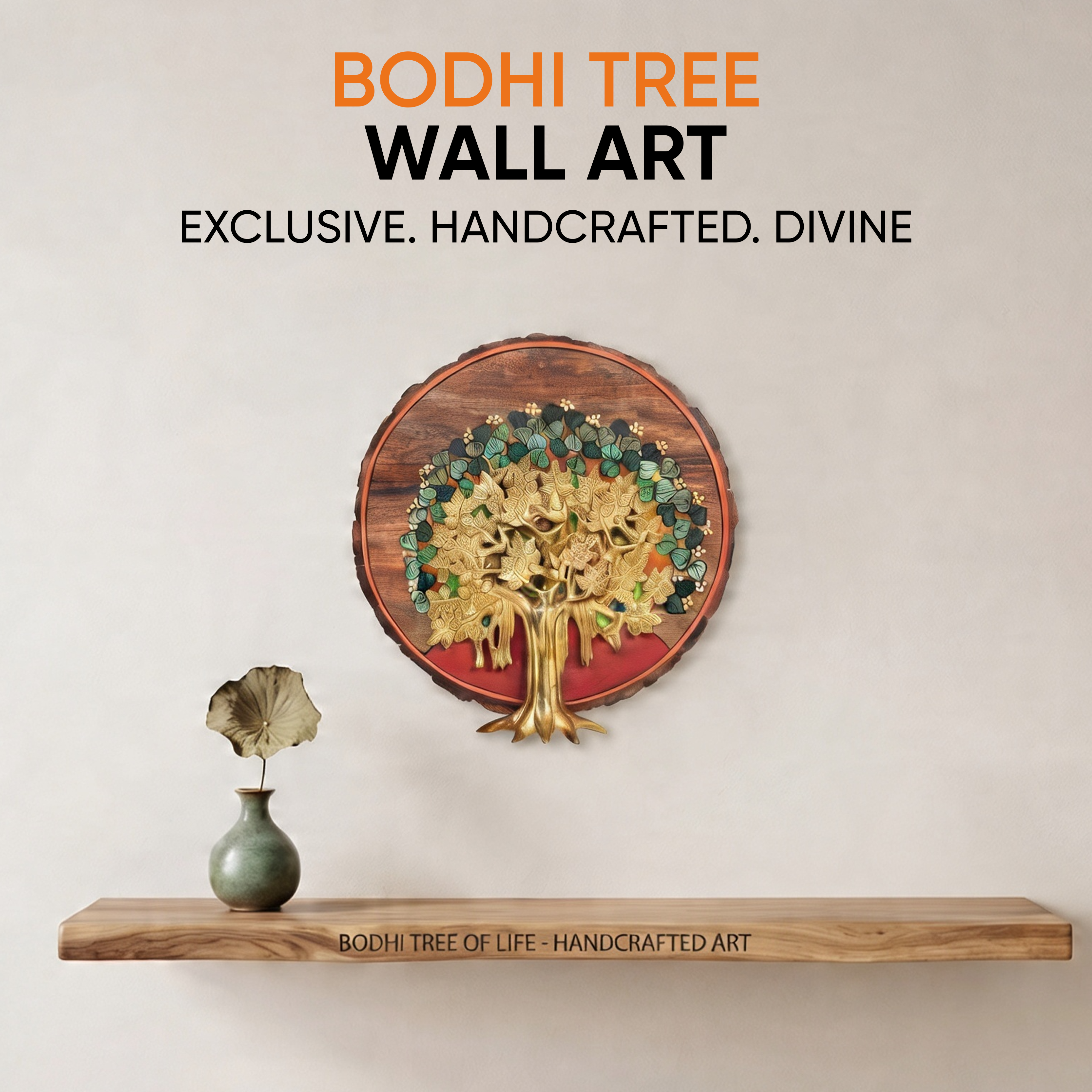 Bodhi Tree Wall Art, Handcrafted Wooden Tree of Enlightenment Decor for Peace, Growth and Spiritual Energy