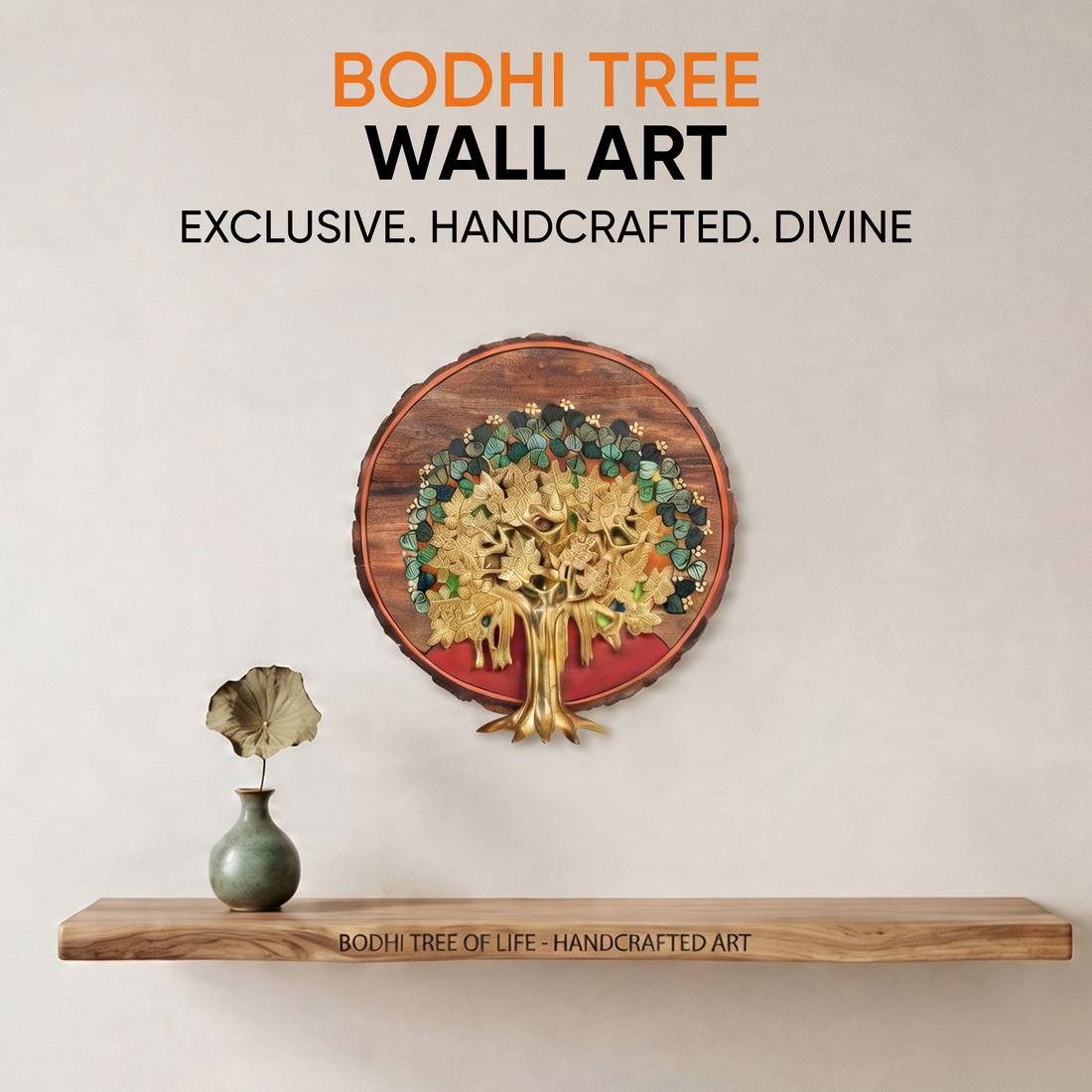 Bodhi Tree Wall Art, Handcrafted Wooden Tree of Enlightenment Decor for Peace, Growth and Spiritual Energy