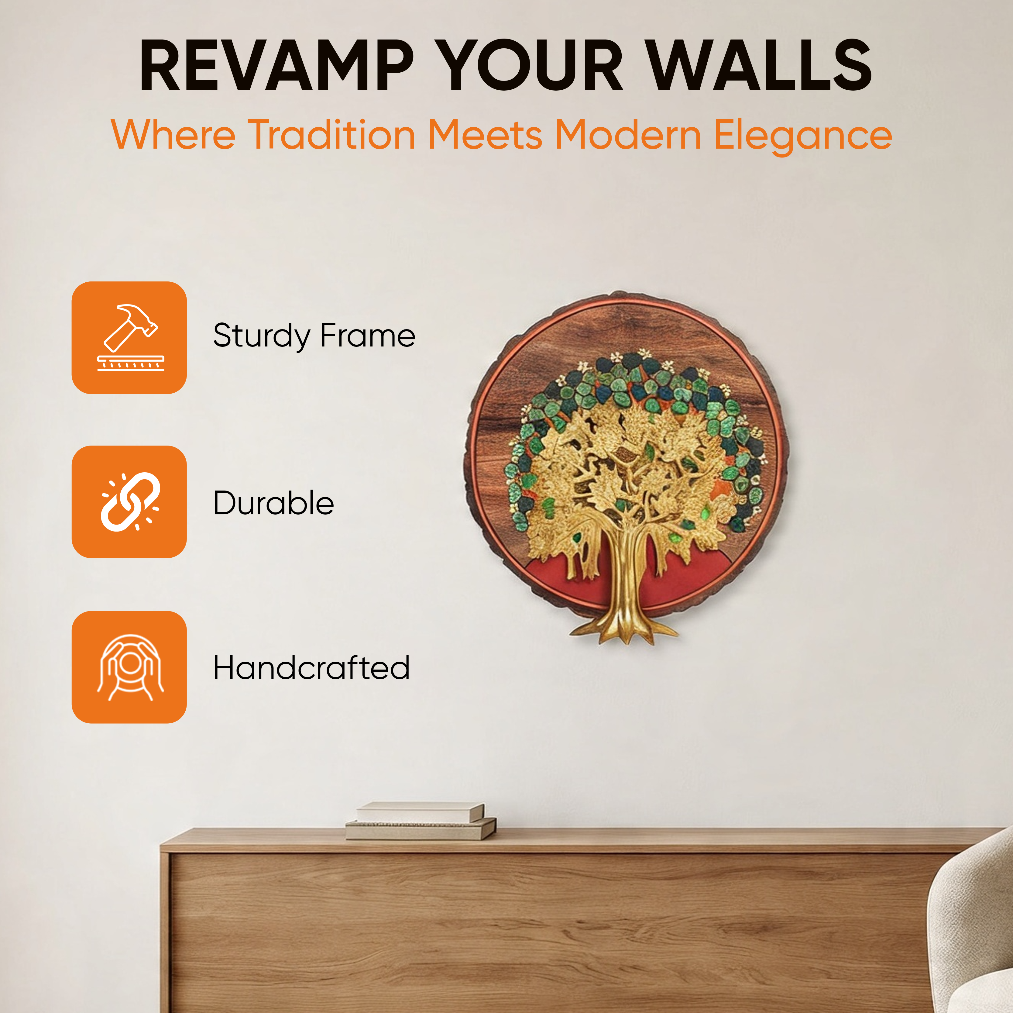 Bodhi Tree Wall Art, Handcrafted Wooden Tree of Enlightenment Decor for Peace, Growth and Spiritual Energy