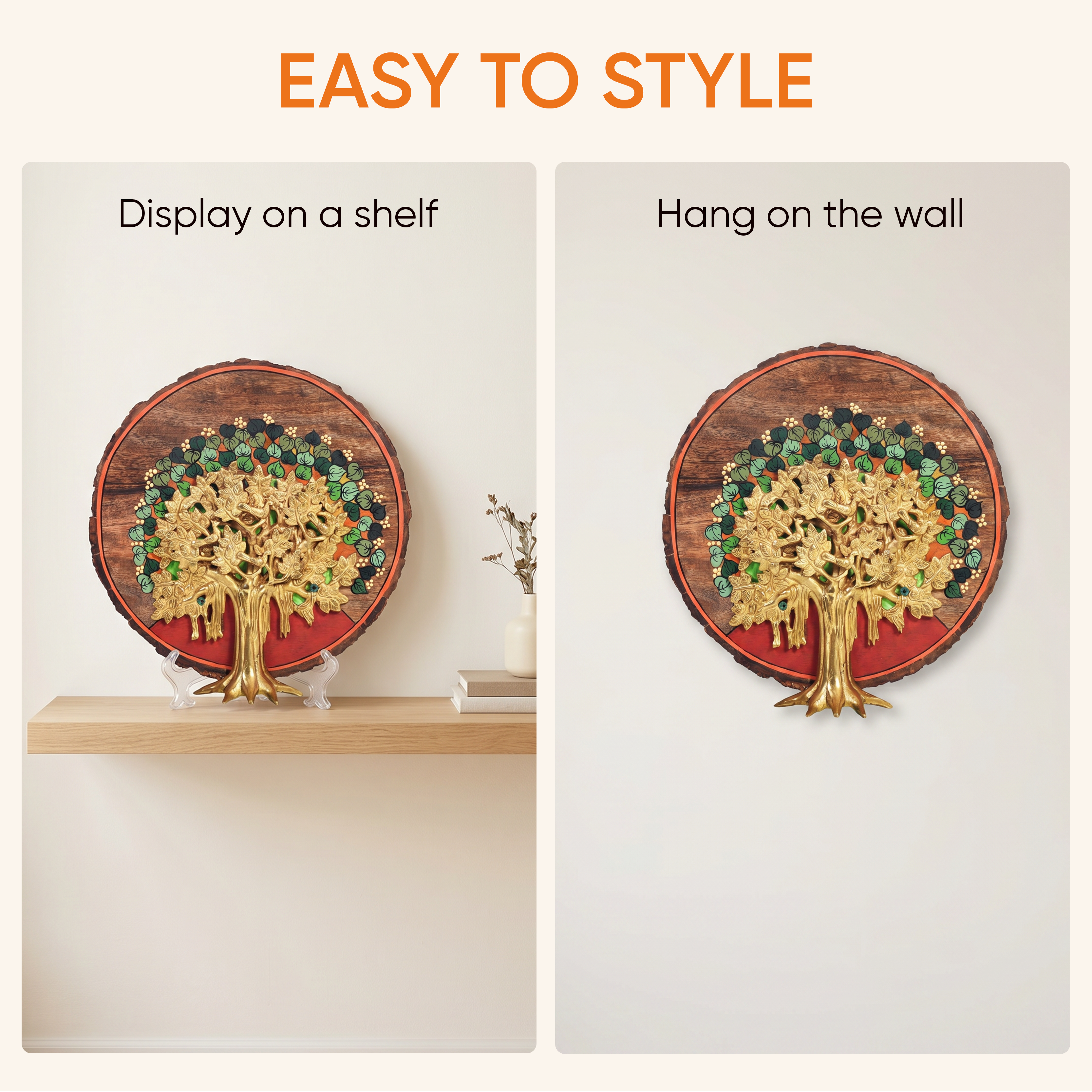 Bodhi Tree Wall Art, Handcrafted Wooden Tree of Enlightenment Decor for Peace, Growth and Spiritual Energy