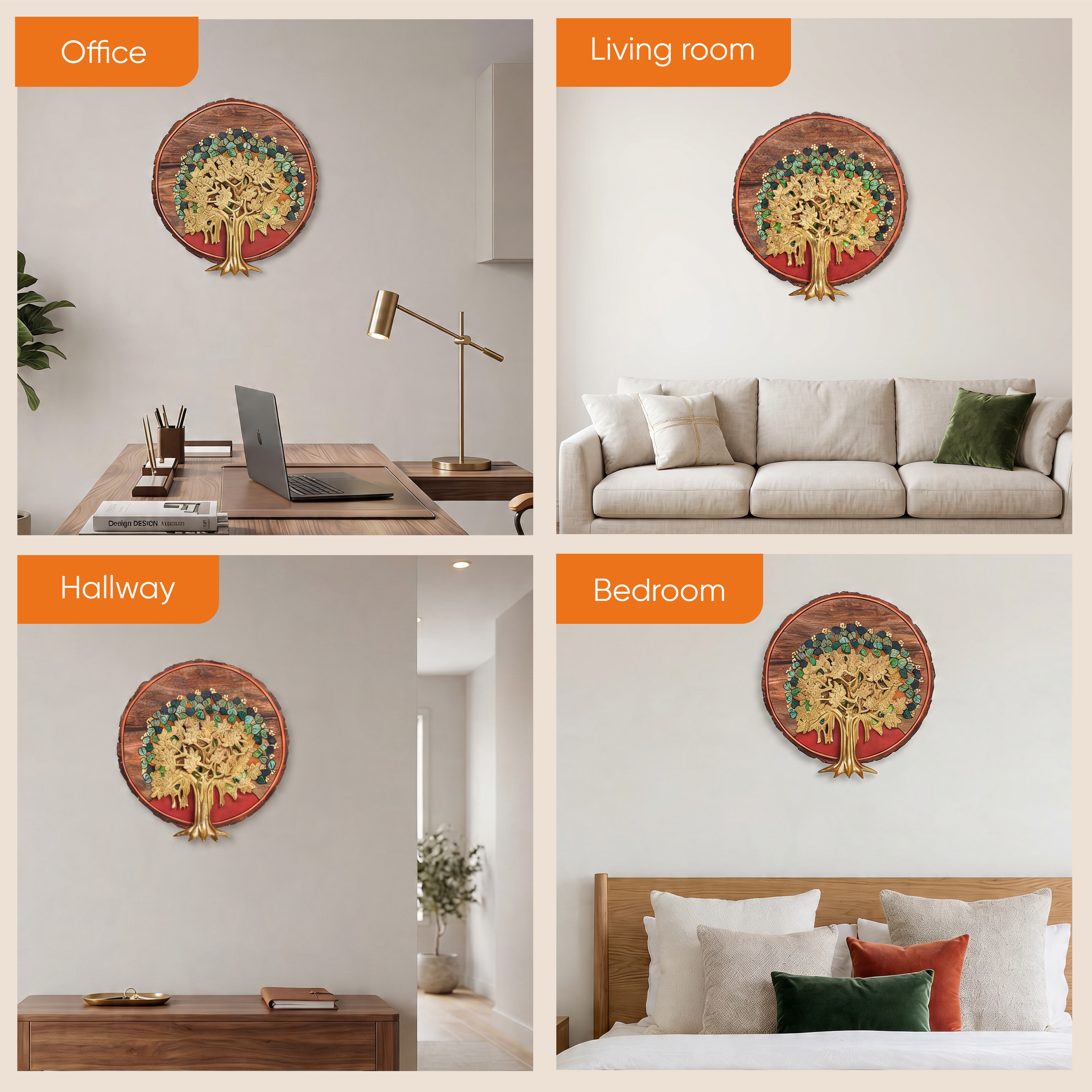 Bodhi Tree Wall Art, Handcrafted Wooden Tree of Enlightenment Decor for Peace, Growth and Spiritual Energy