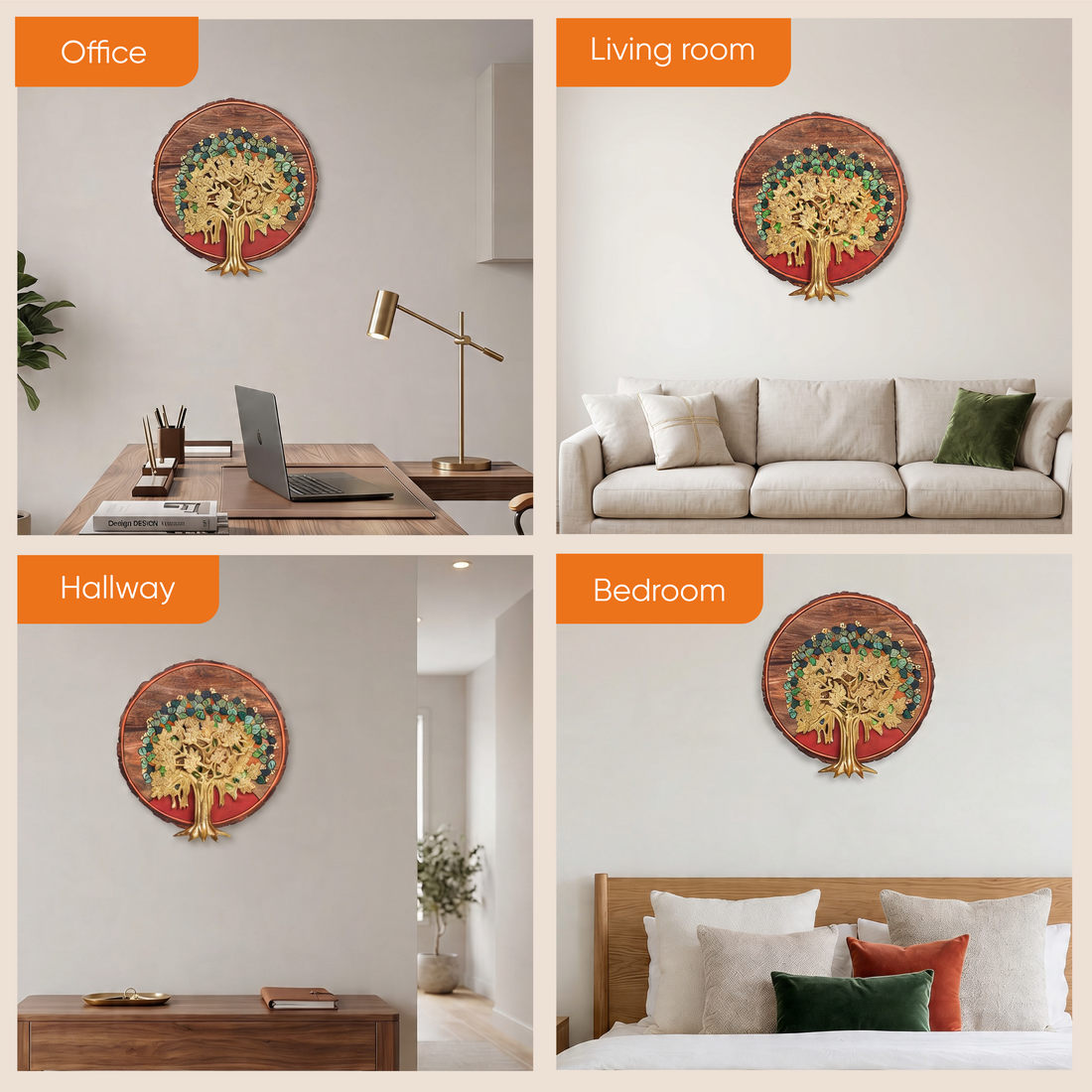 Bodhi Tree Wall Art, Handcrafted Wooden Tree of Enlightenment Decor for Peace, Growth and Spiritual Energy