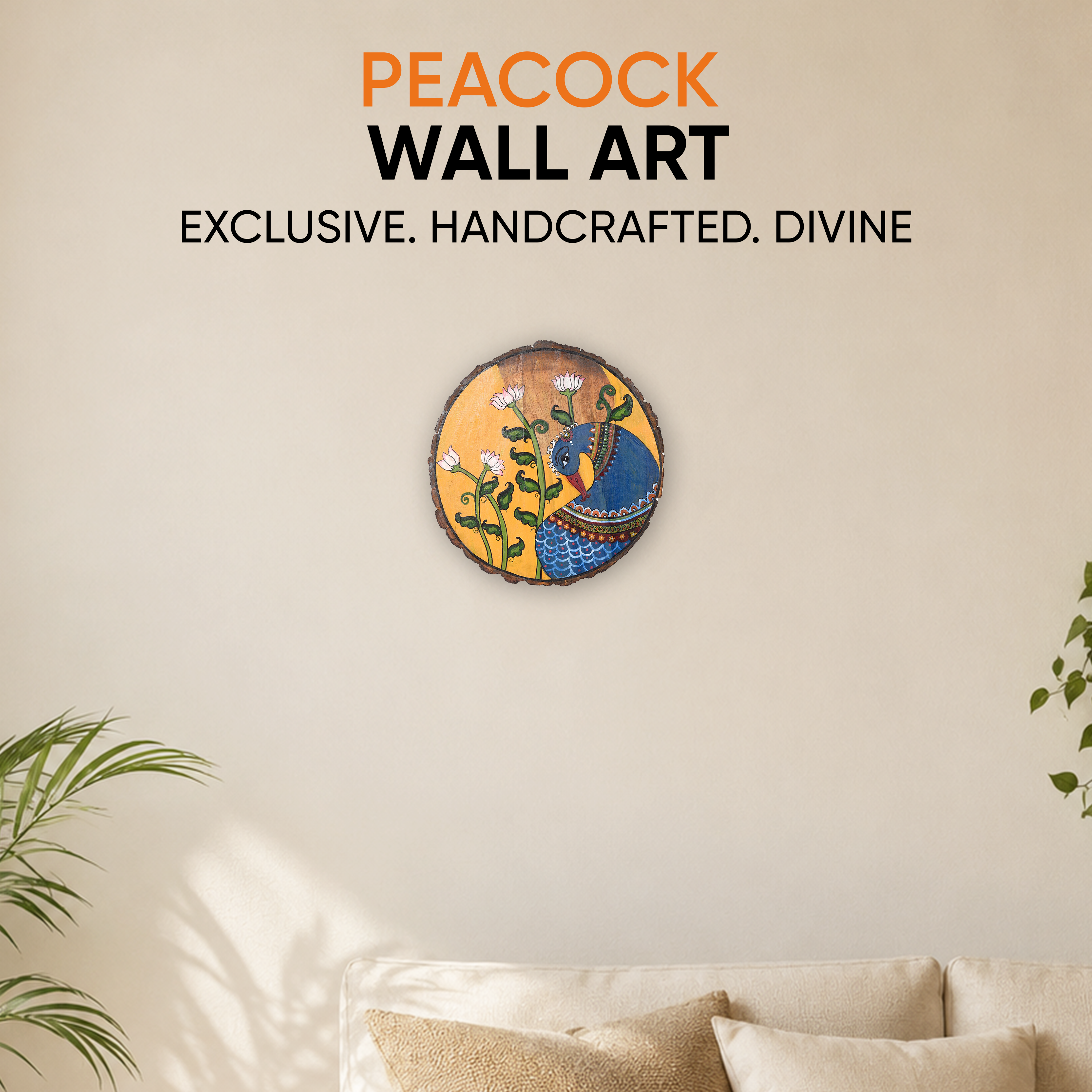 Handpainted Pichhwai Peacock Wall Panel