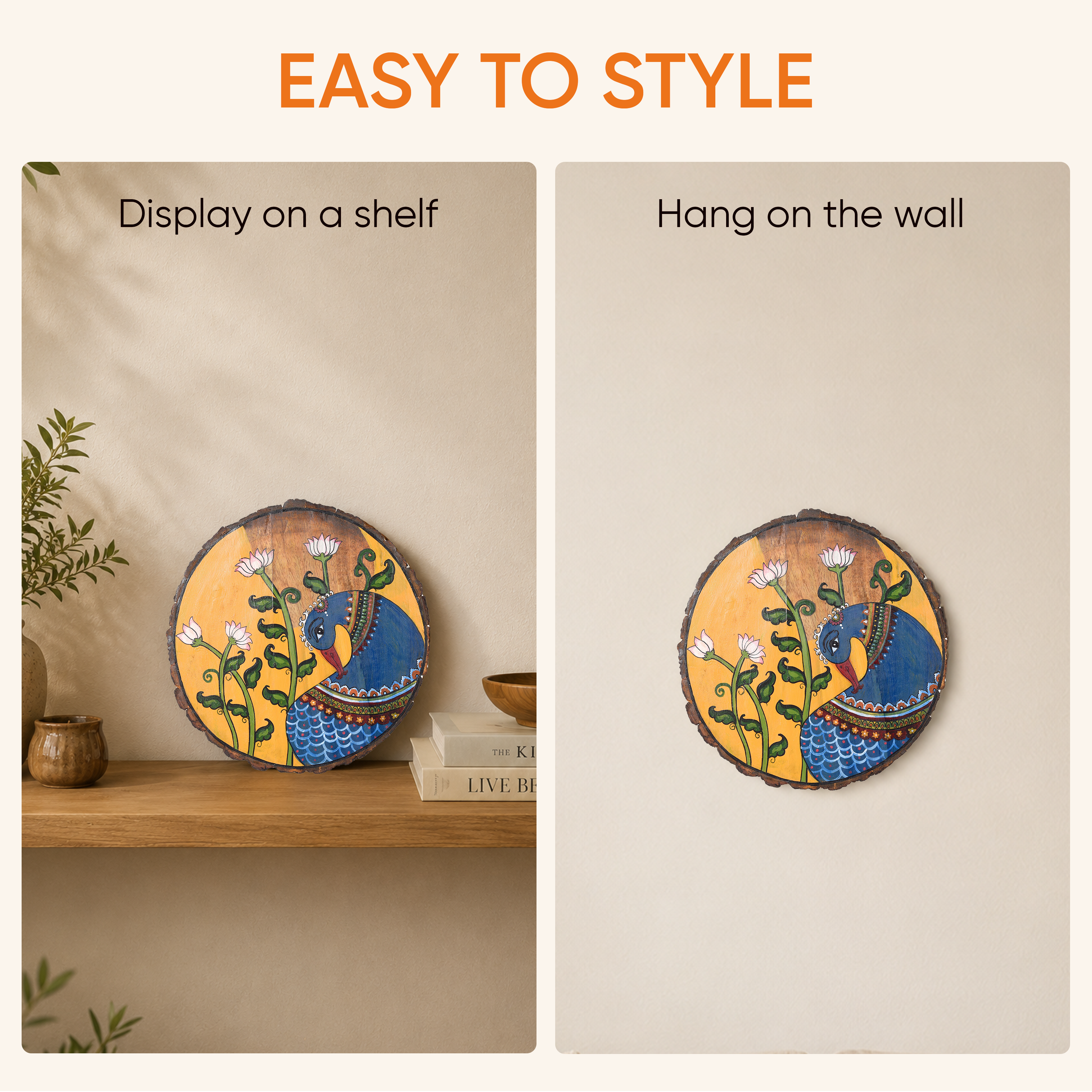 Handpainted Pichhwai Peacock Wall Panel