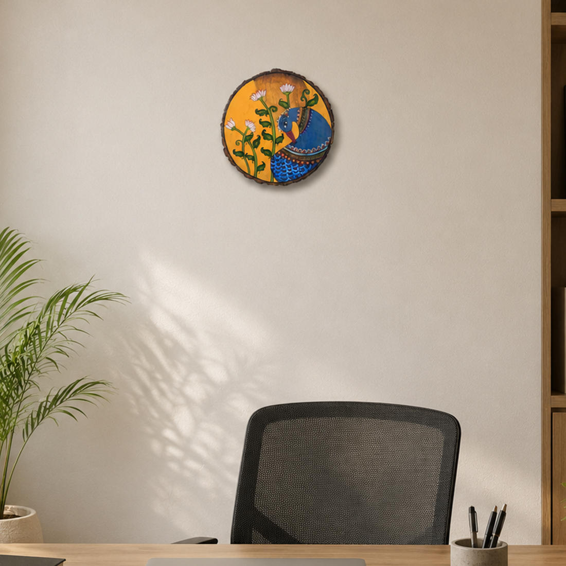 Handpainted Pichhwai Peacock Wall Panel