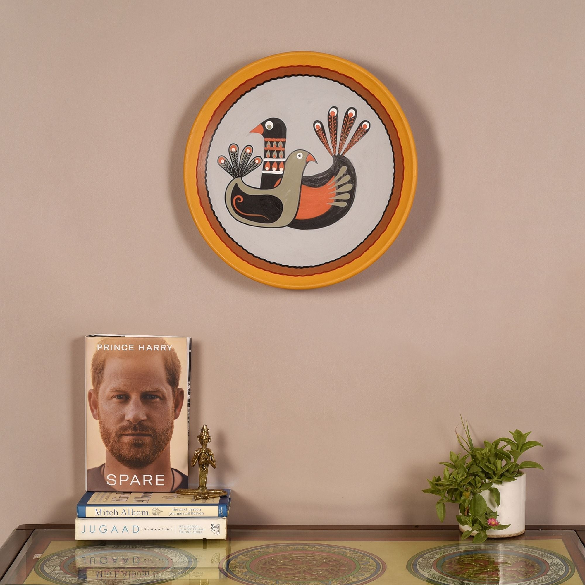 Winged Melodies Terracotta Wall Décor Plate