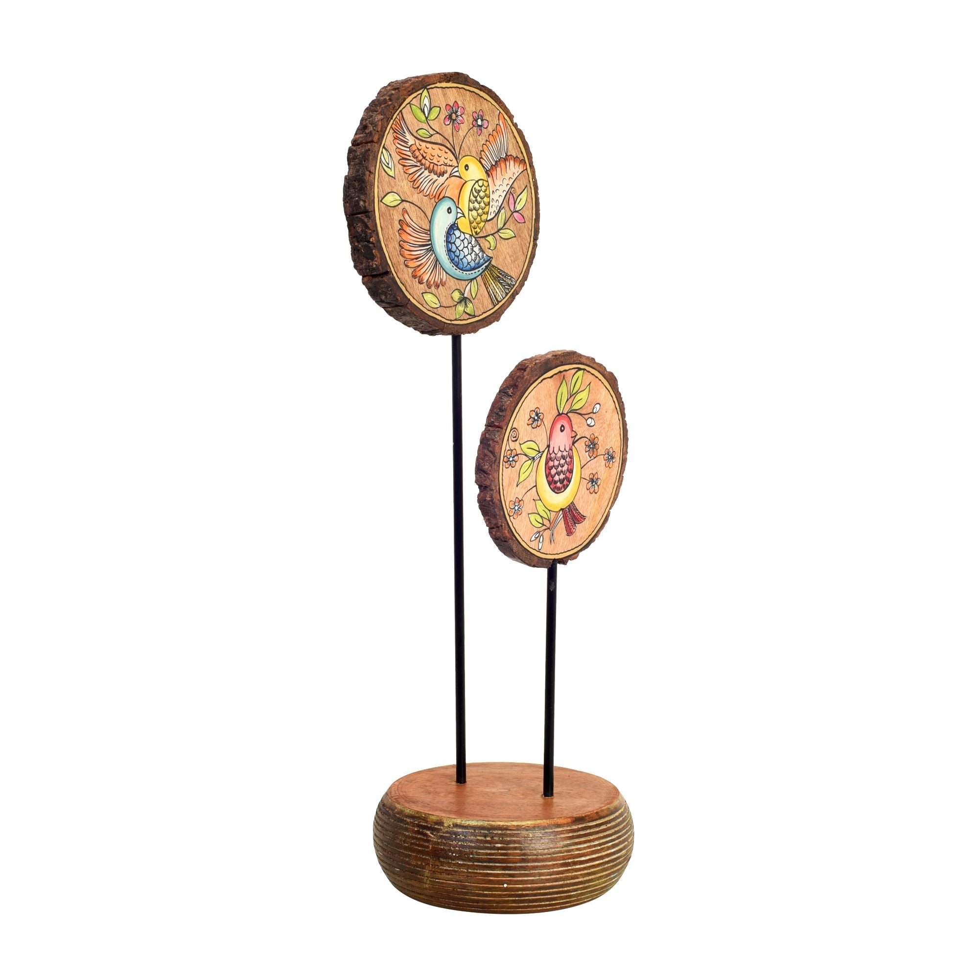 sunder-van-hand-painted-wooden-table-decor-dual-bird-motif-on-natural-wood-slices-for-living-room-and-office-decor