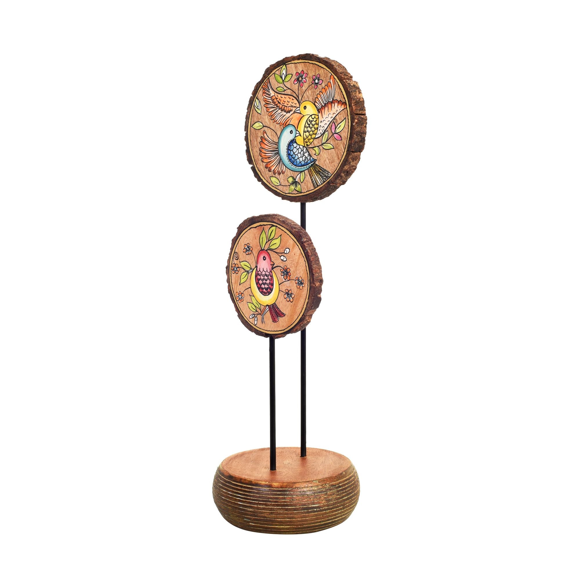 sunder-van-hand-painted-wooden-table-decor-dual-bird-motif-on-natural-wood-slices-for-living-room-and-office-decor