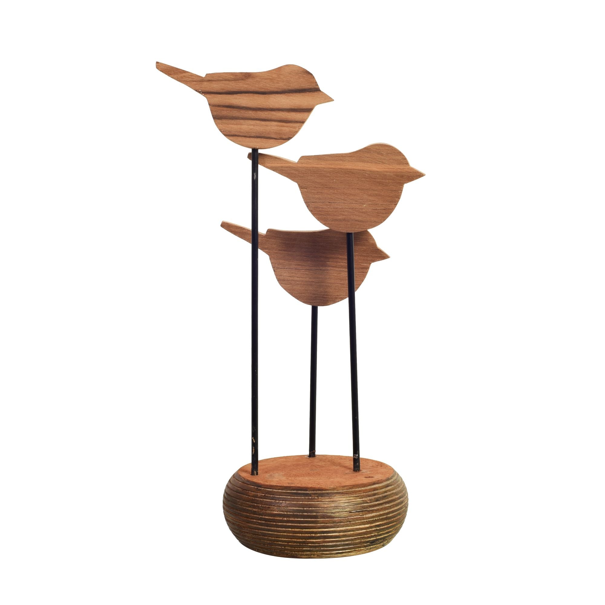 Bird-View Hand Painted Wooden Tabledecor, 3D Bird Sculpture on Wooden Base for Home and Officedecor