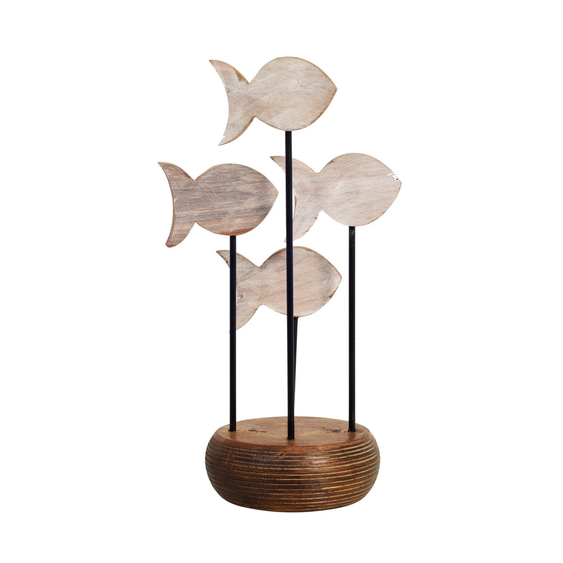 Acquarium Hand Painted Wooden Fish Tabledecor, 3D Fish Sculpture on Wooden Base for Coastal and Artistic Homedecor