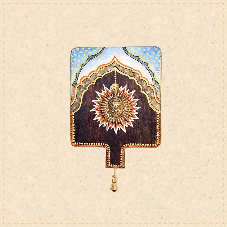 Divya-III Wall décor frame with beautiful Brass Sculpture of Surya Dev