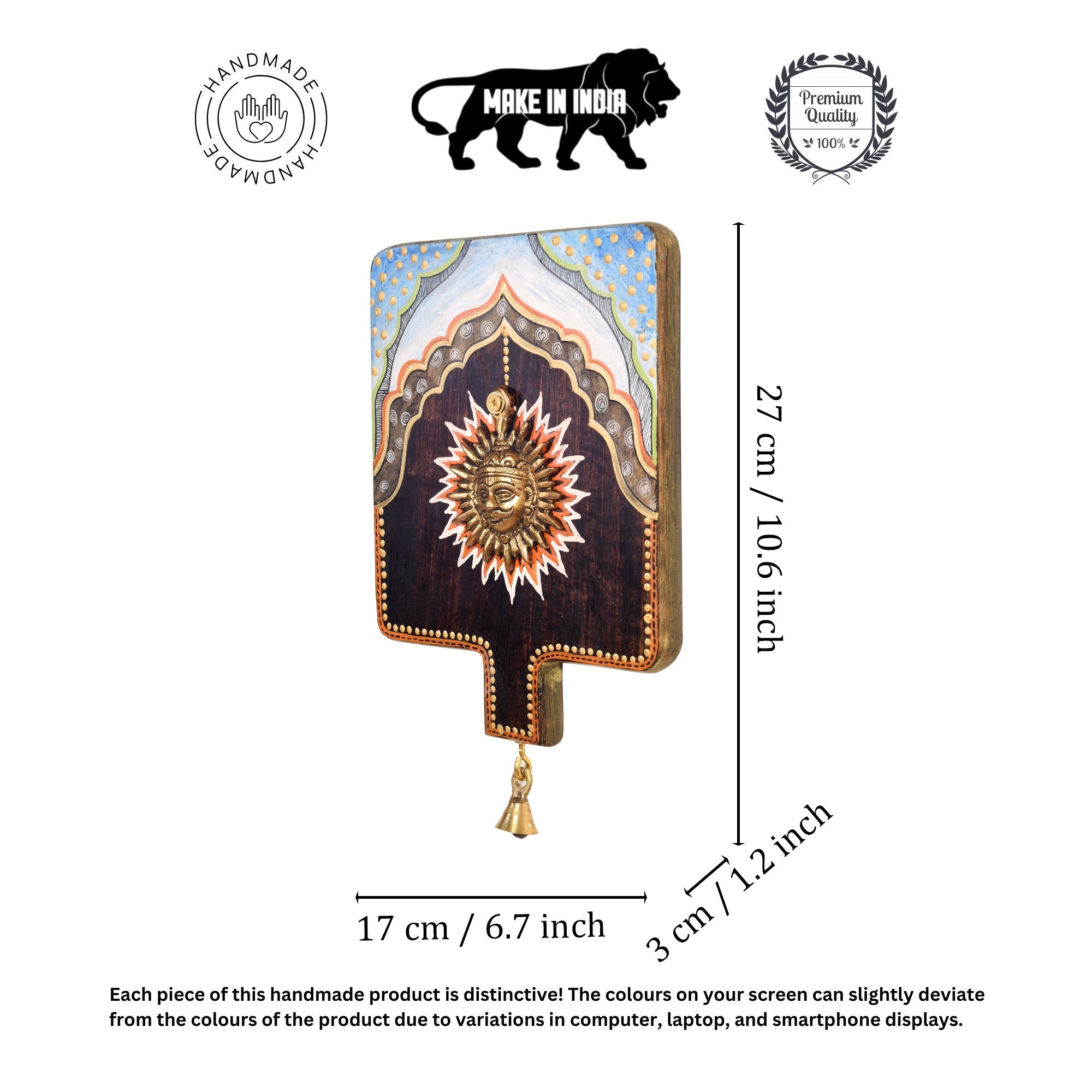 Divya-III Wall décor frame with beautiful Brass Sculpture of Surya Dev