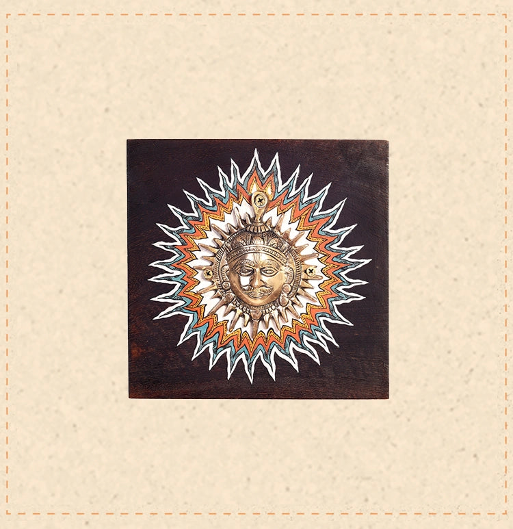Surya-I Wall décor frame with beautiful Brass Sculpture of Surya Dev