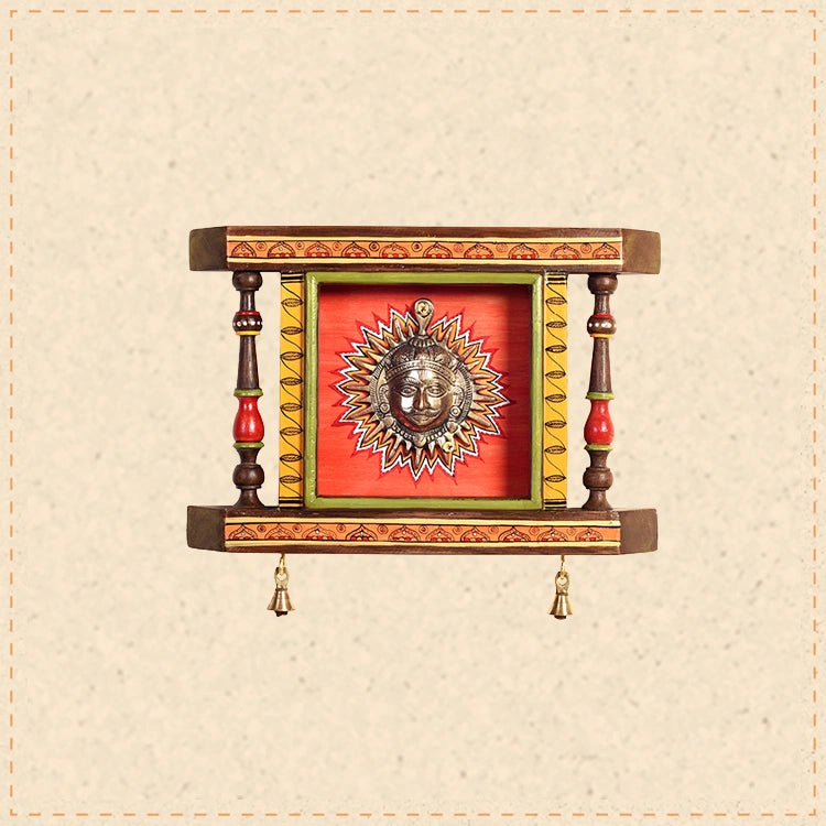 Divya-I Wall décor frame with beautiful Brass Sculpture of Surya Dev