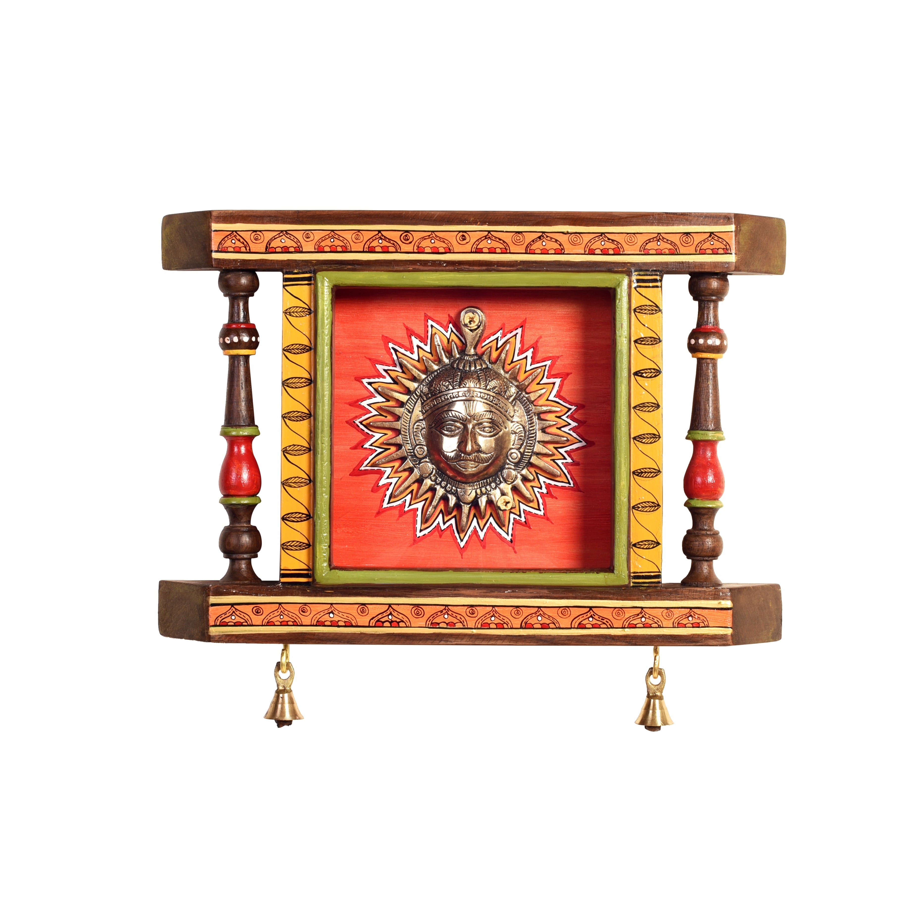 Divya-I Wall décor frame with beautiful Brass Sculpture of Surya Dev