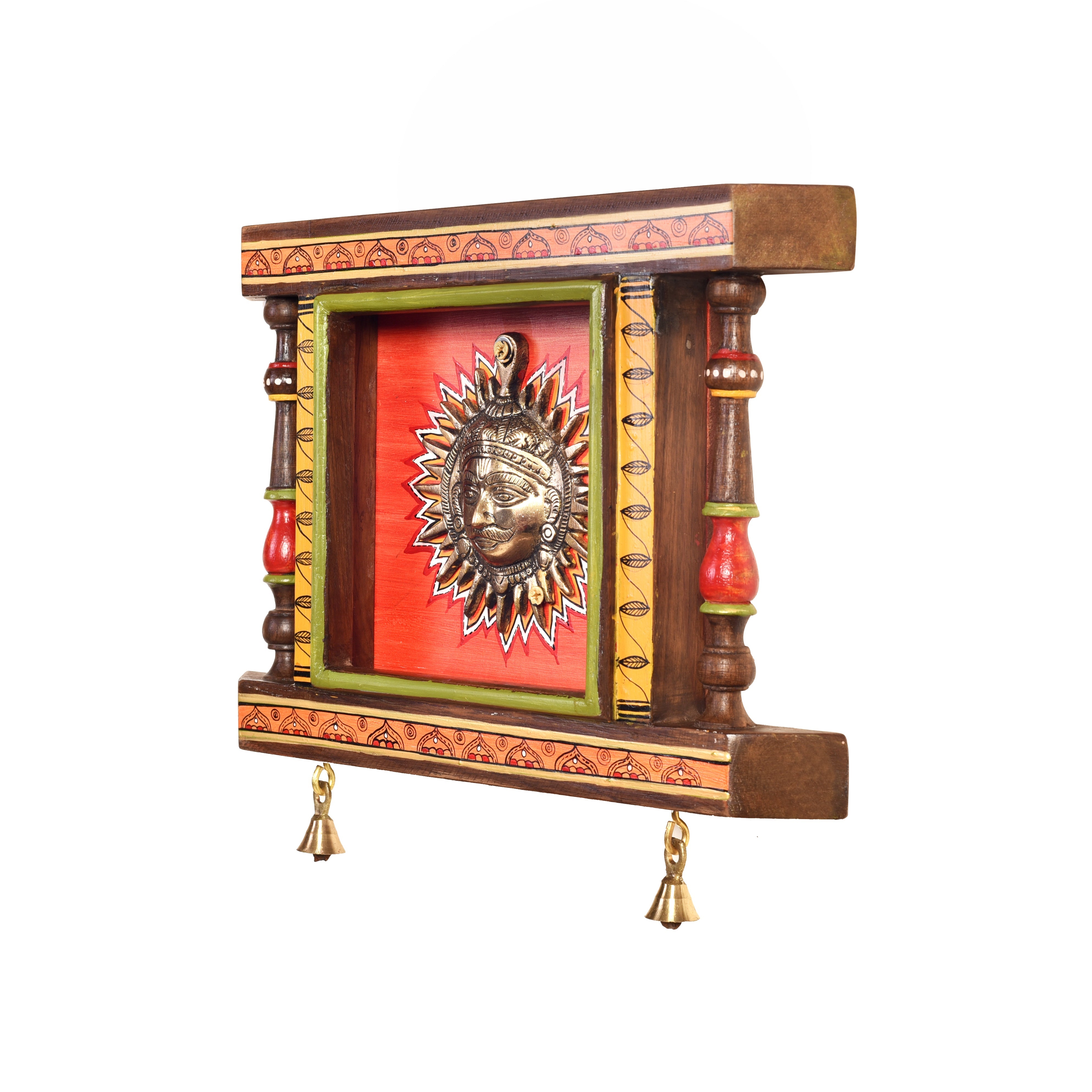 Divya-I Wall décor frame with beautiful Brass Sculpture of Surya Dev