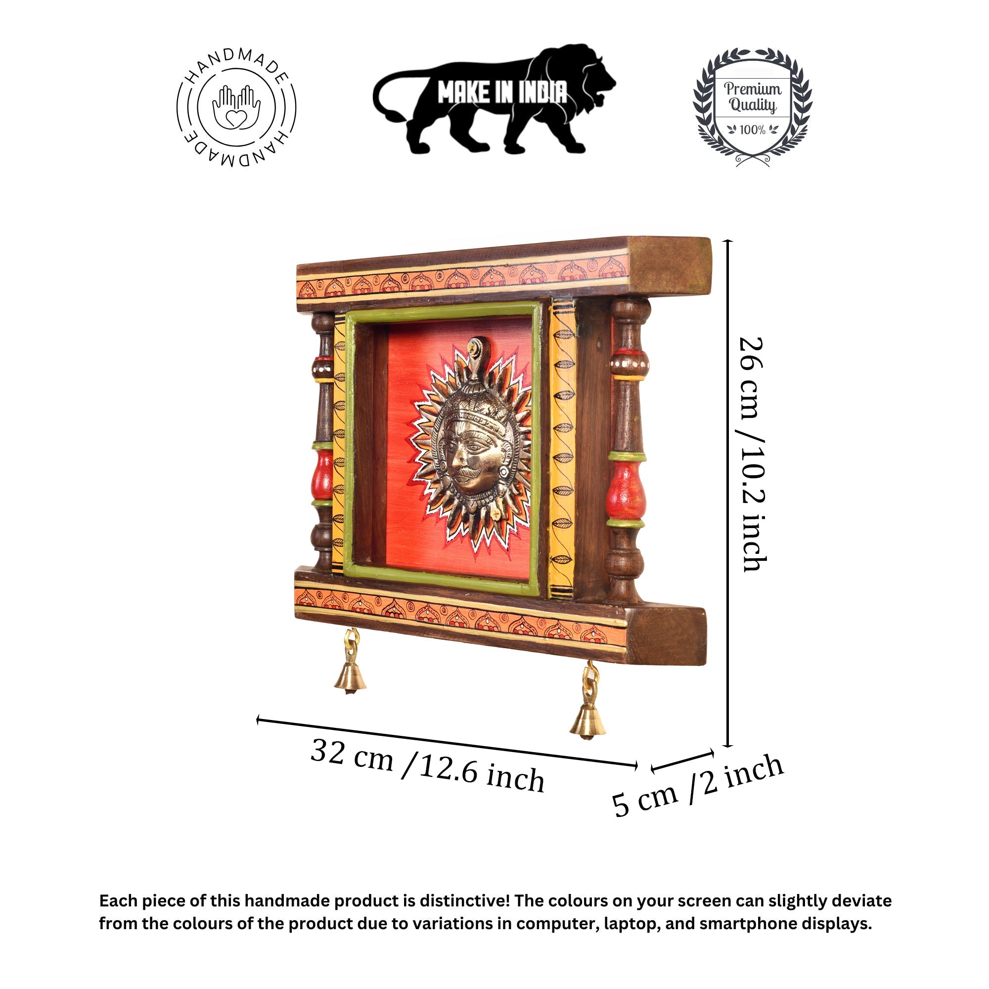 Divya-I Wall décor frame with beautiful Brass Sculpture of Surya Dev